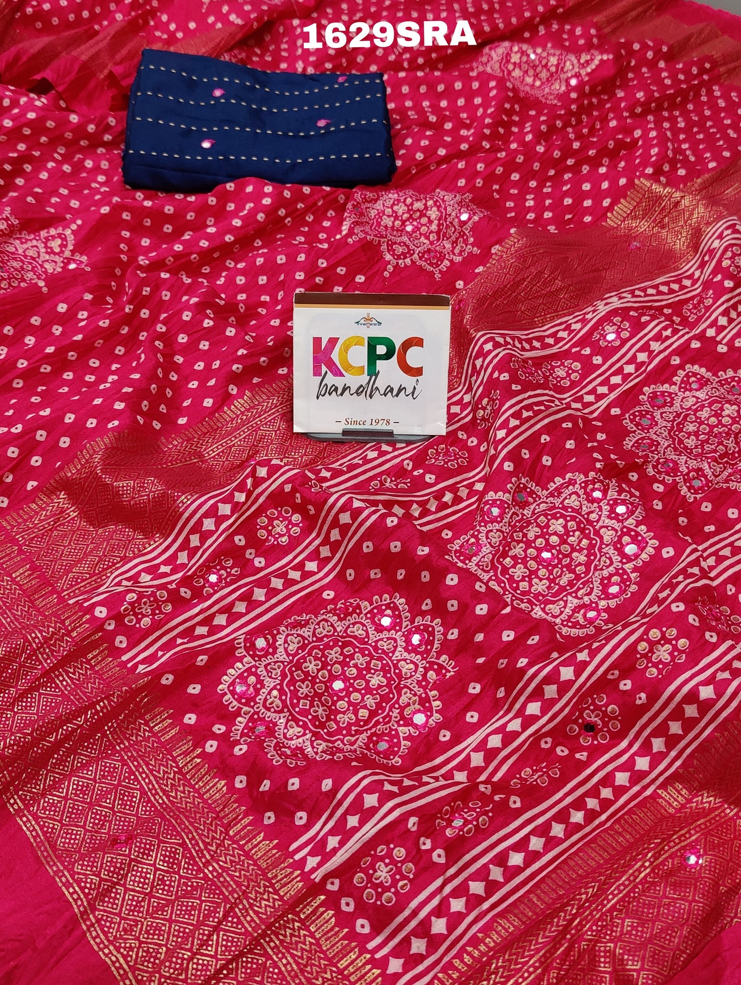 Kcpc New Beautiful Cotton silk Plastic mirror work saree with Blouse