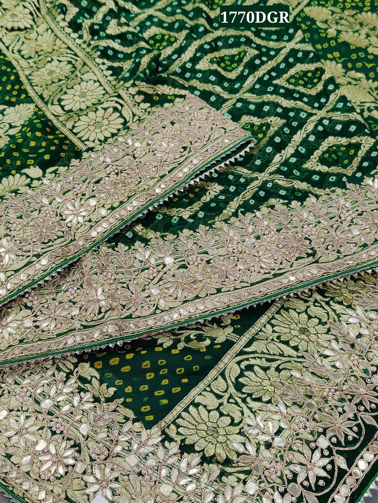 KcPc Pure Khaddi Georgette Gotapatti Heavy Work Border Dupatta,AMT