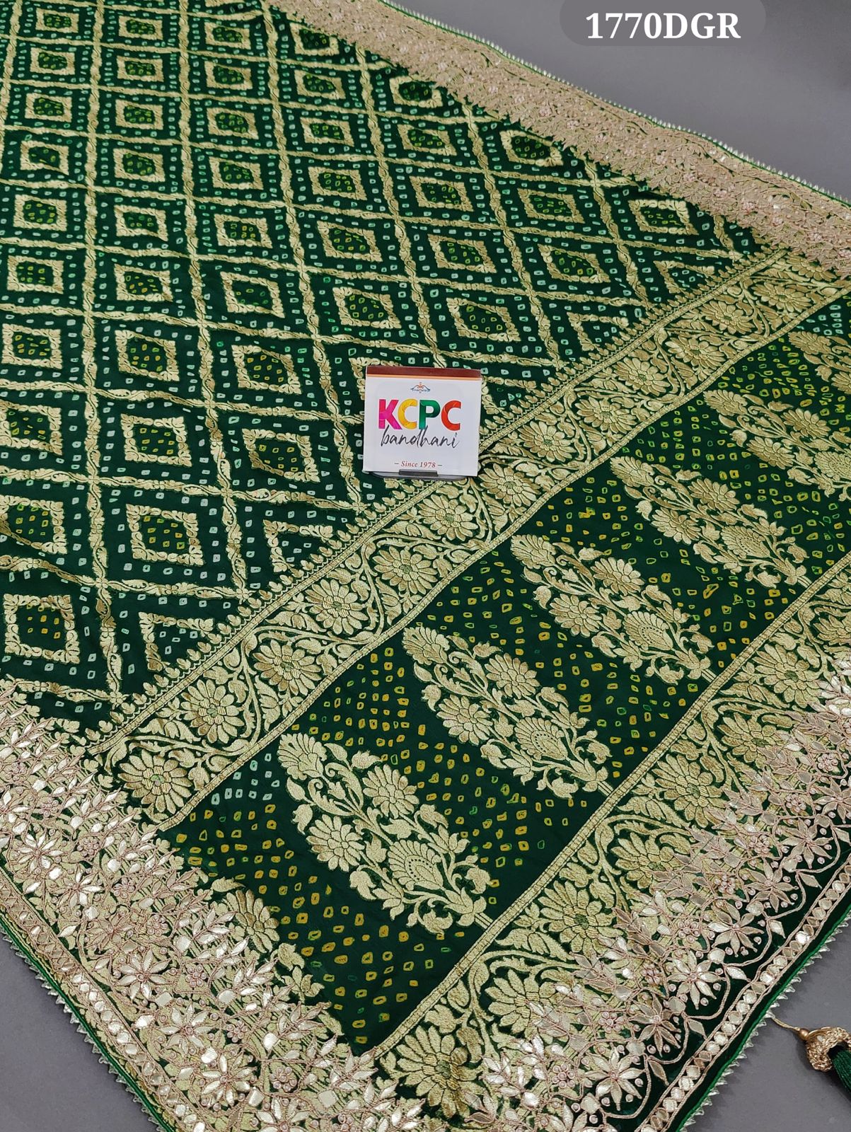 KcPc Pure Khaddi Georgette Gotapatti Heavy Work Border Dupatta,AMT