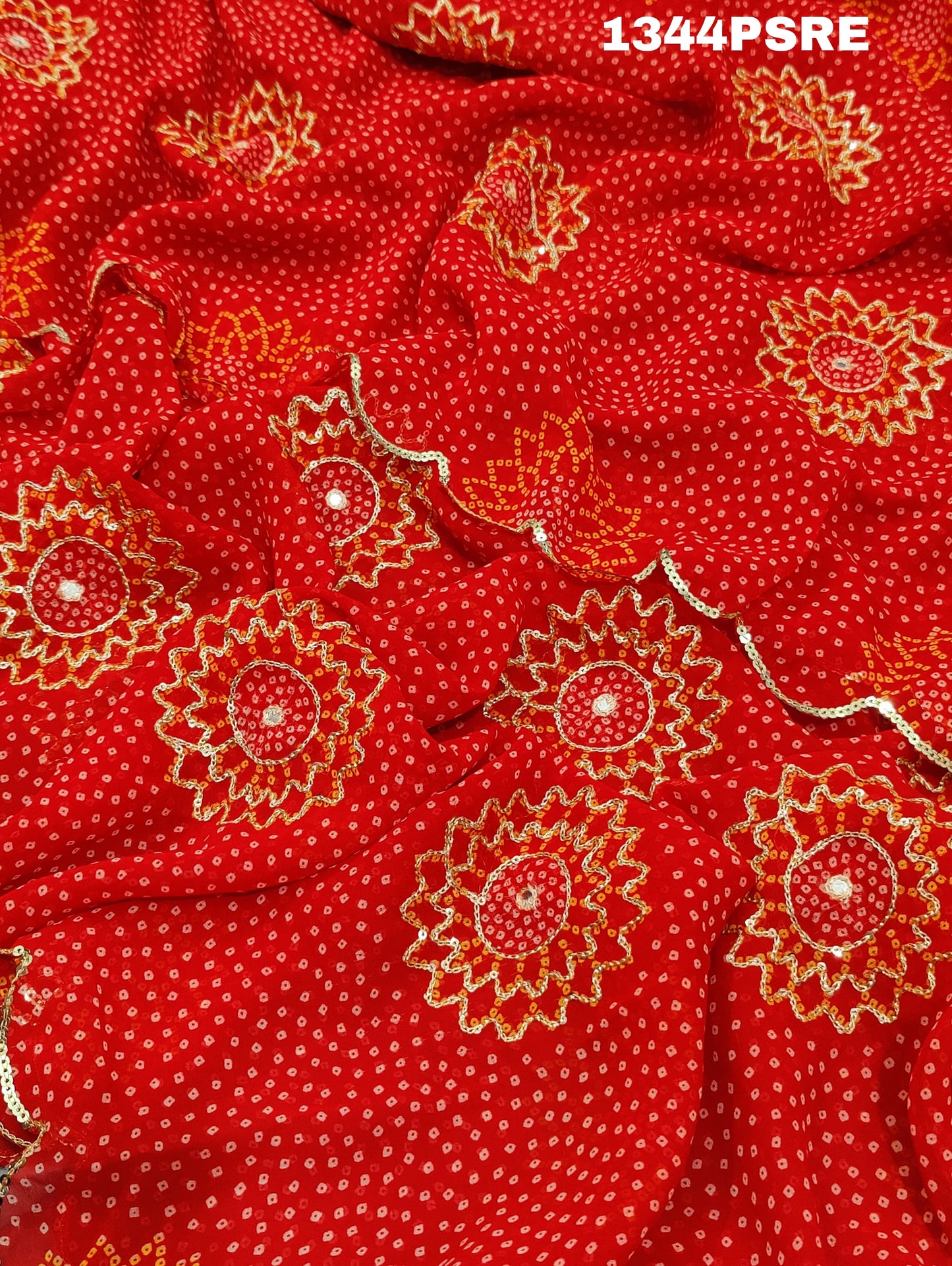 KcPc Beautiful bandhani chiffon Aari Tari work saree,SWA