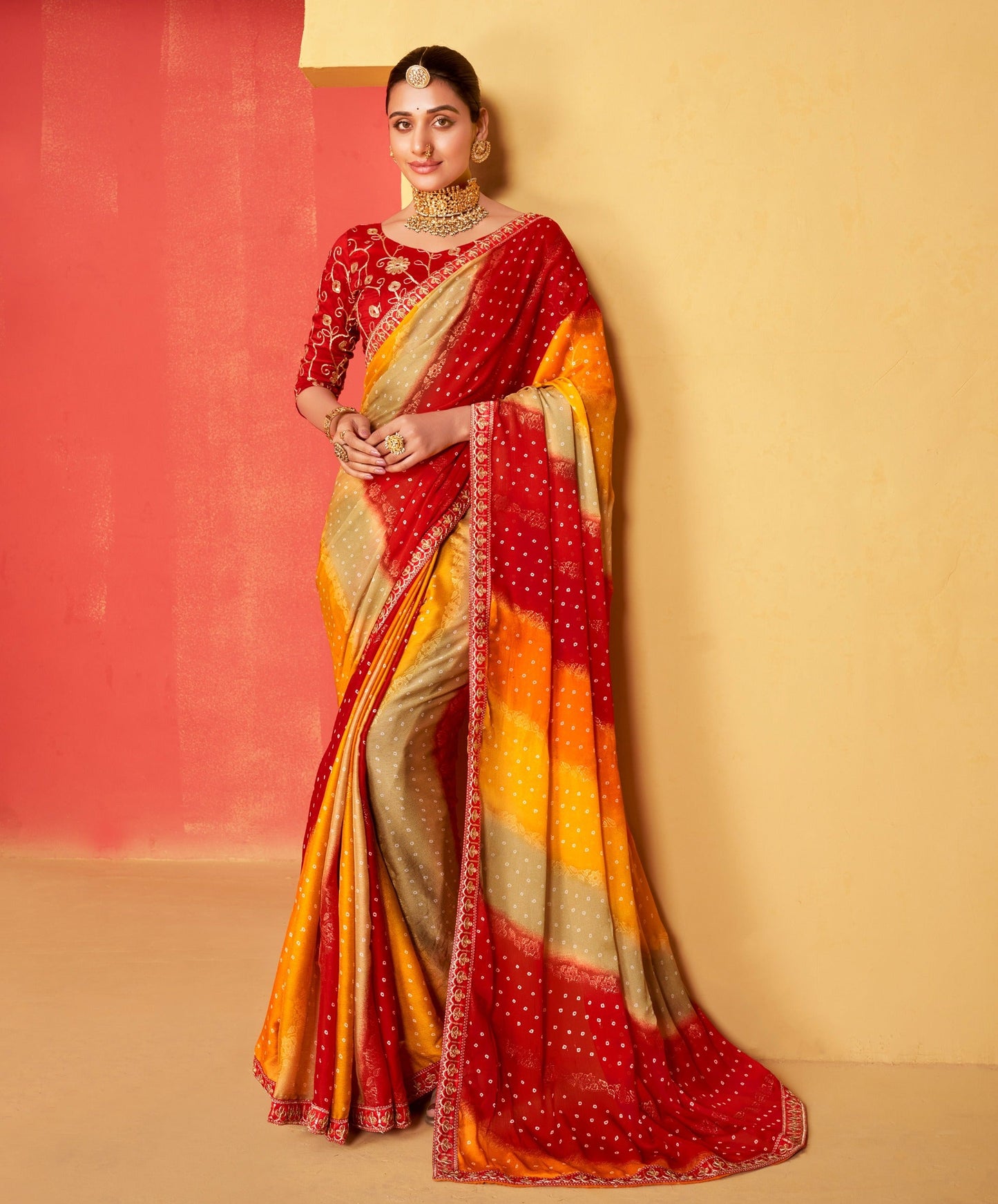 New Bandhani Summer special Chiffon Saree,SRD