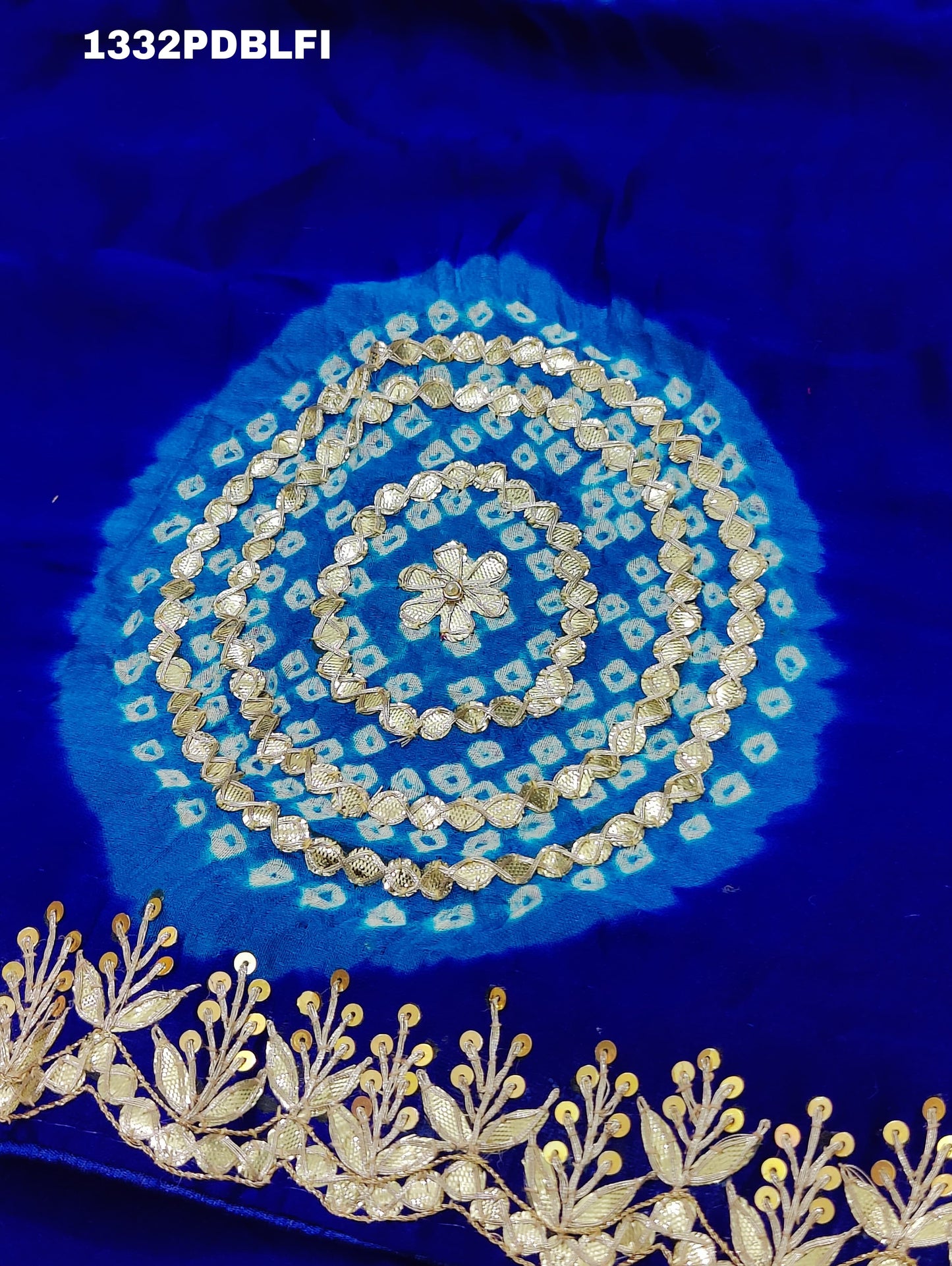KcPc Pure Gaji silk Handmade Laddu Bandhej Gota patti work Dupatta,RG