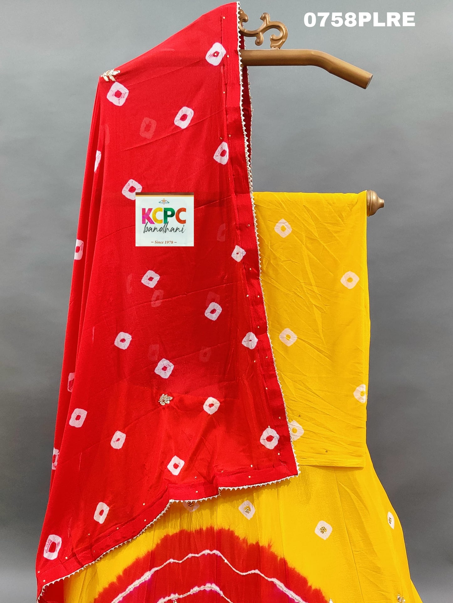 KcPc New Chinon rajasthani lahariya bandhej design with katdana gotapatti work lehenga set, RAJ