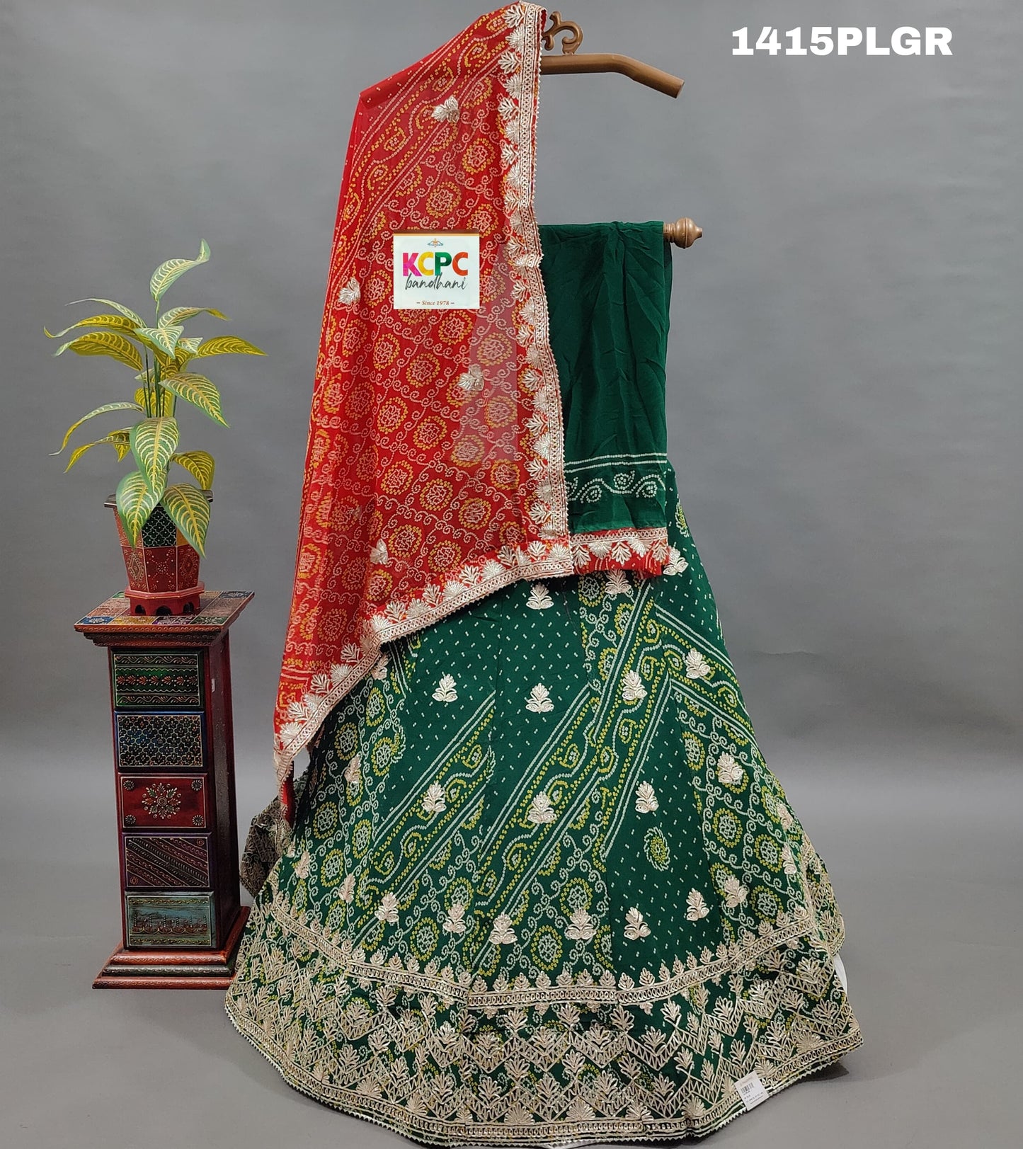 KcPc New Pure Georgette Bandhani kacha Gotapatti Work Lehenga Set ,RAJ