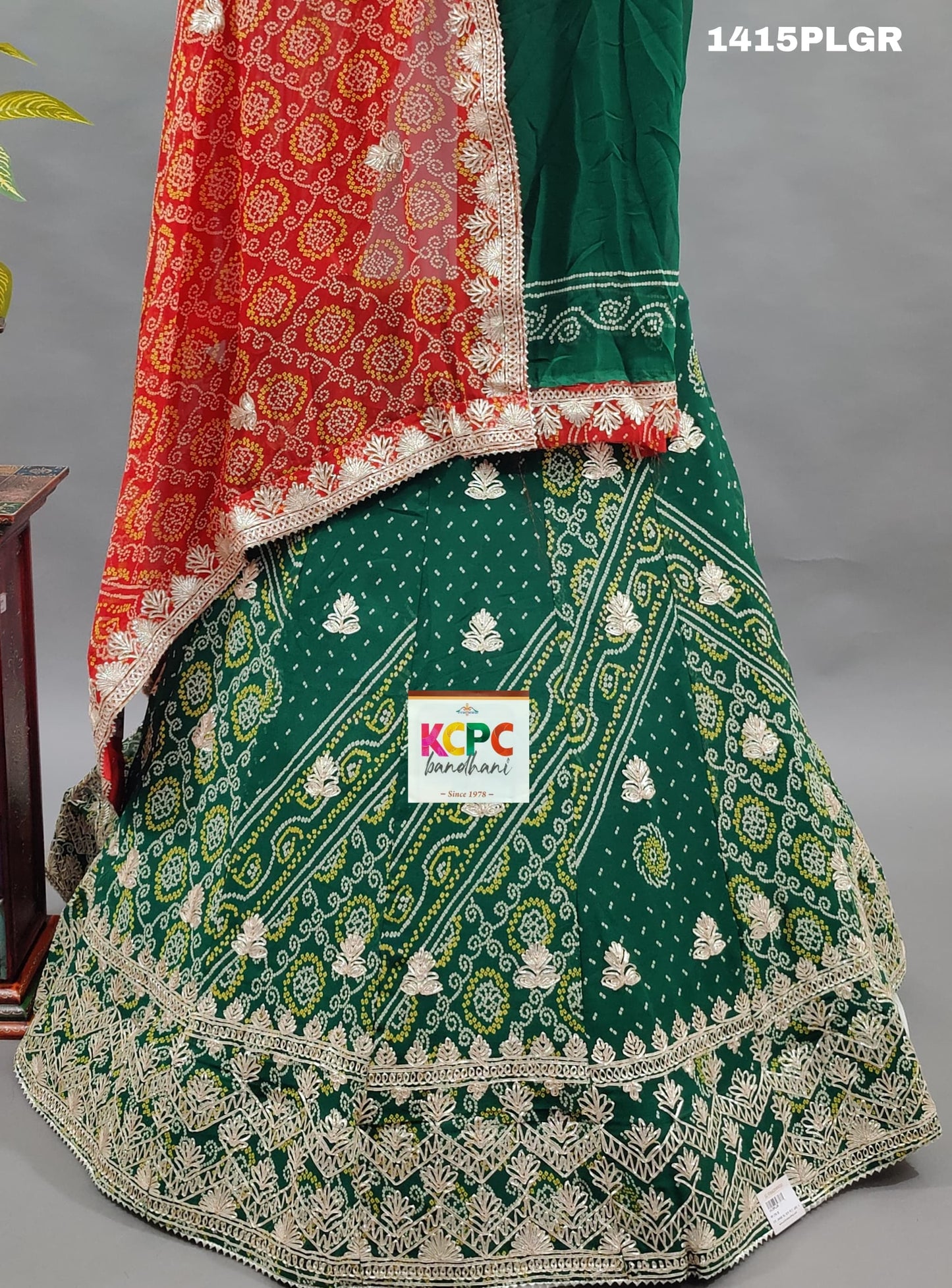 KcPc New Pure Georgette Bandhani kacha Gotapatti Work Lehenga Set ,RAJ