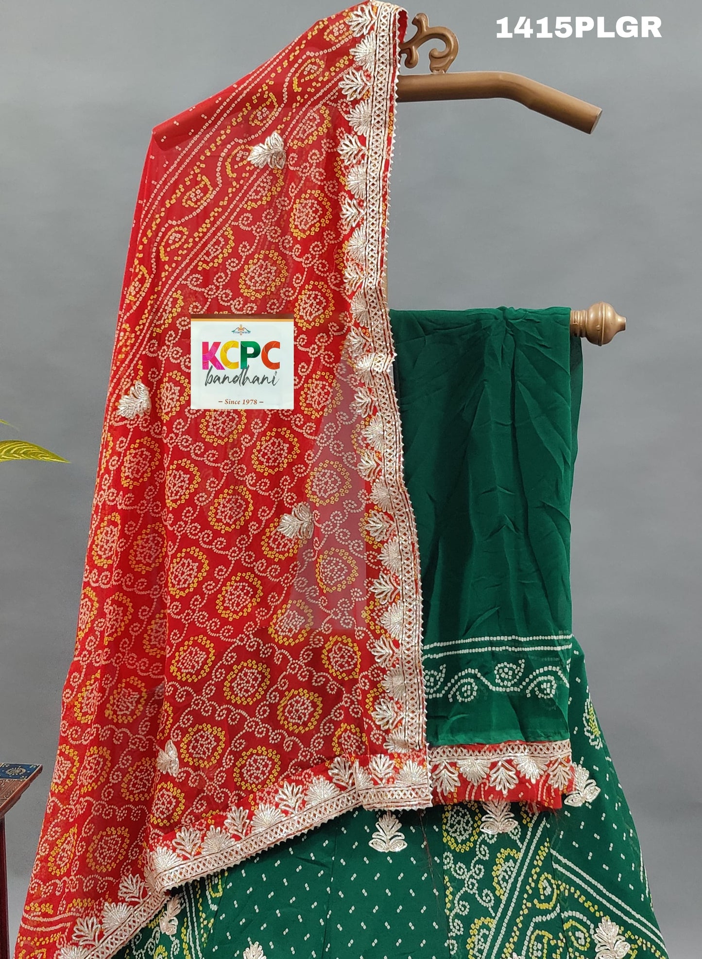 KcPc New Pure Georgette Bandhani kacha Gotapatti Work Lehenga Set ,RAJ