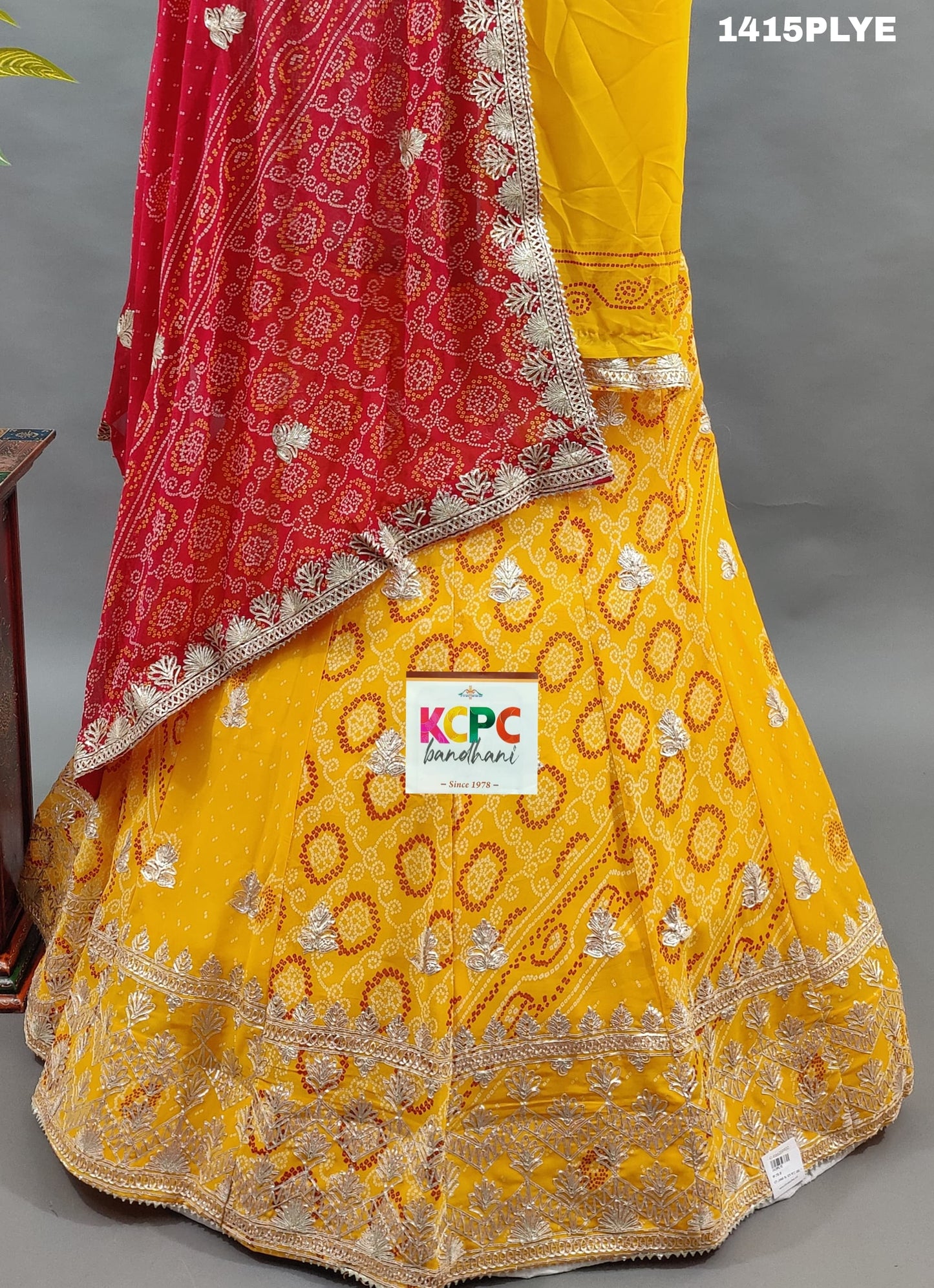 KcPc Pure Georgette Bandhani kacha Gota patti Work Lehenga Set ,RAJ