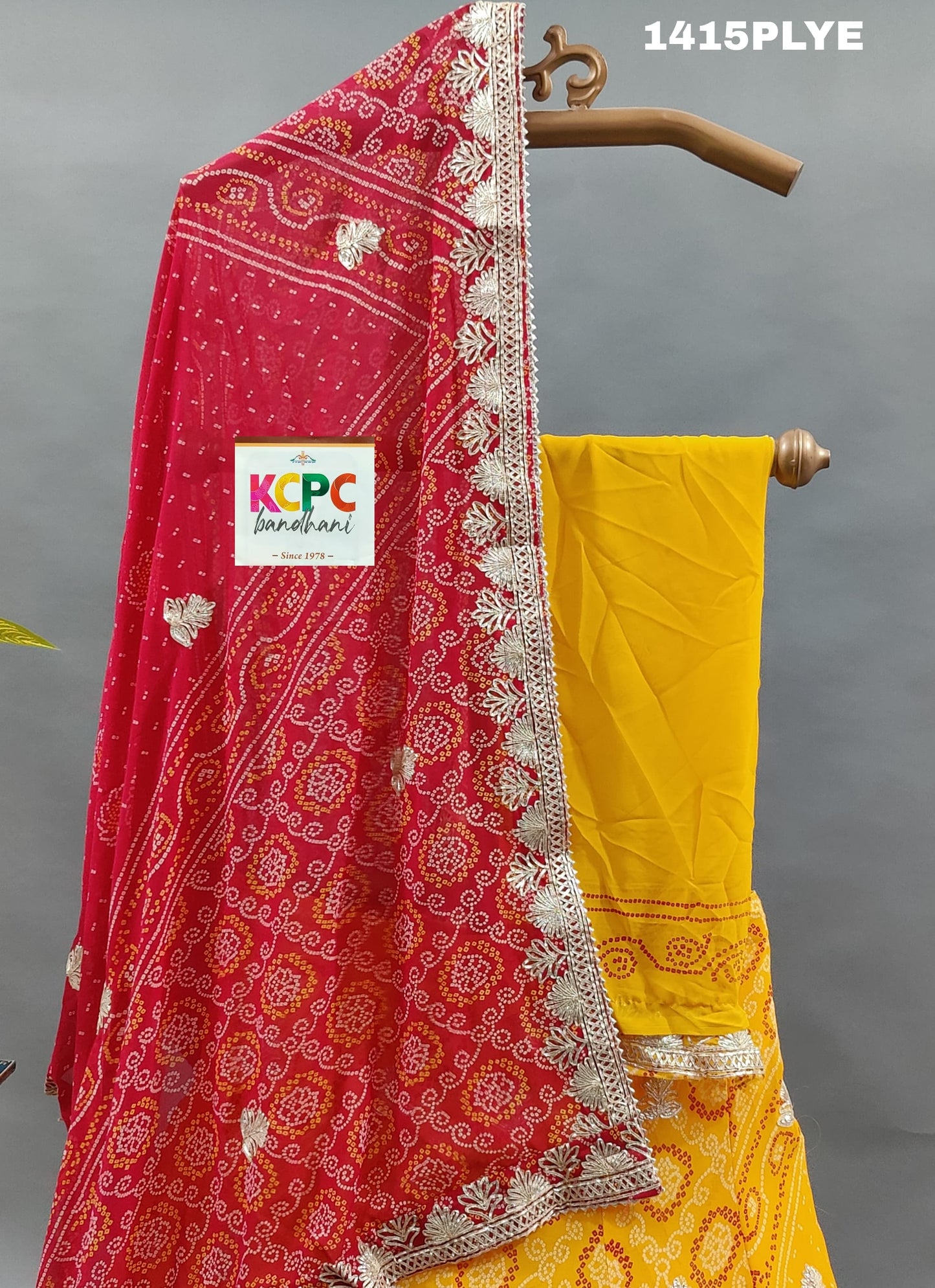 KcPc Pure Georgette Bandhani kacha Gota patti Work Lehenga Set ,RAJ