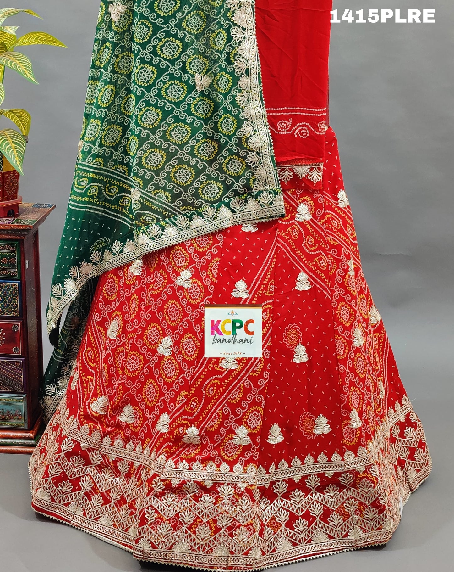 KcPc New Pure georgette bandhani kacha gotapatti work lehenga,RAJ