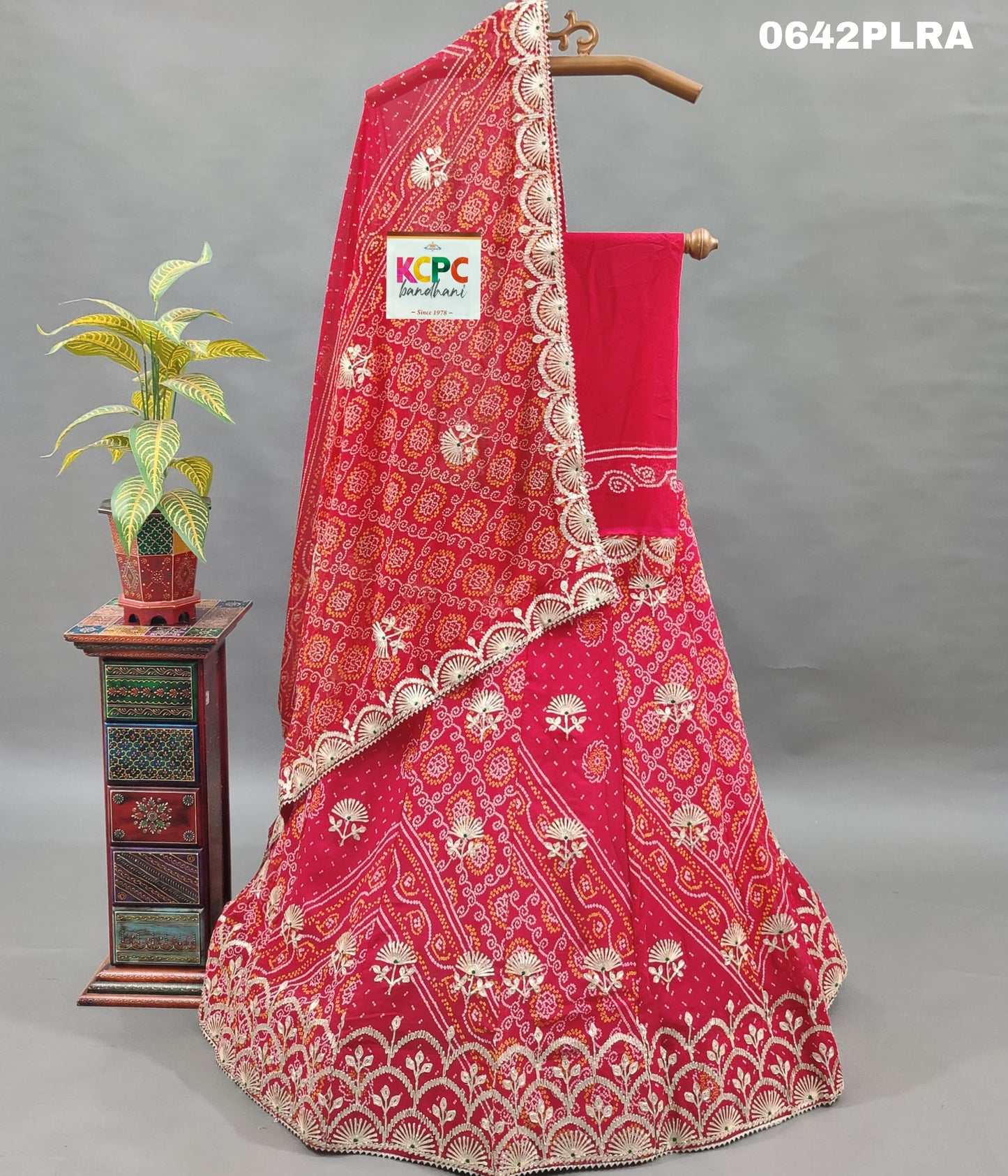 KcPc Pure georgette bandhani kacha gotapatti work lehenga Set ,RAJ