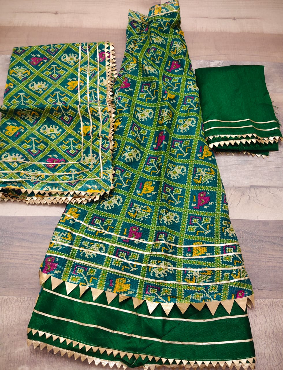 Latest Jaipur Patola Style Kota Doriya Gota Pathi Lehengas Nr Kml Lehenga