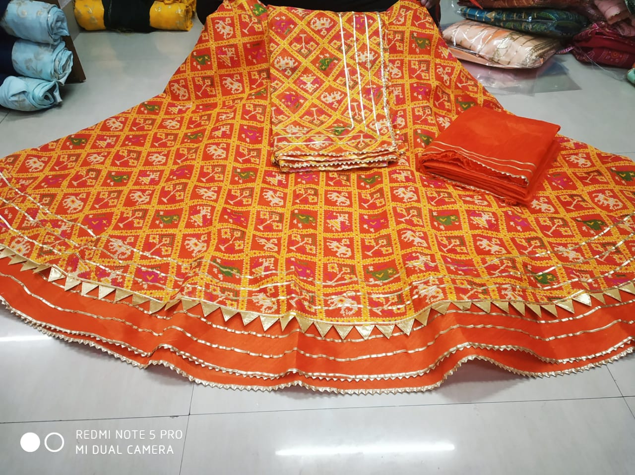 Latest Jaipur Patola Style Kota Doriya Gota Pathi Lehengas Nr Kml Yellow Lehenga