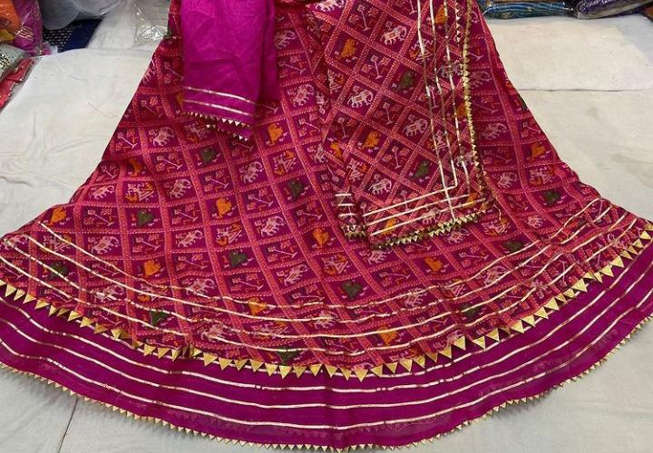 Latest Jaipur Patola Style Kota Doriya Gota Pathi Lehengas Nr Kml Lehenga