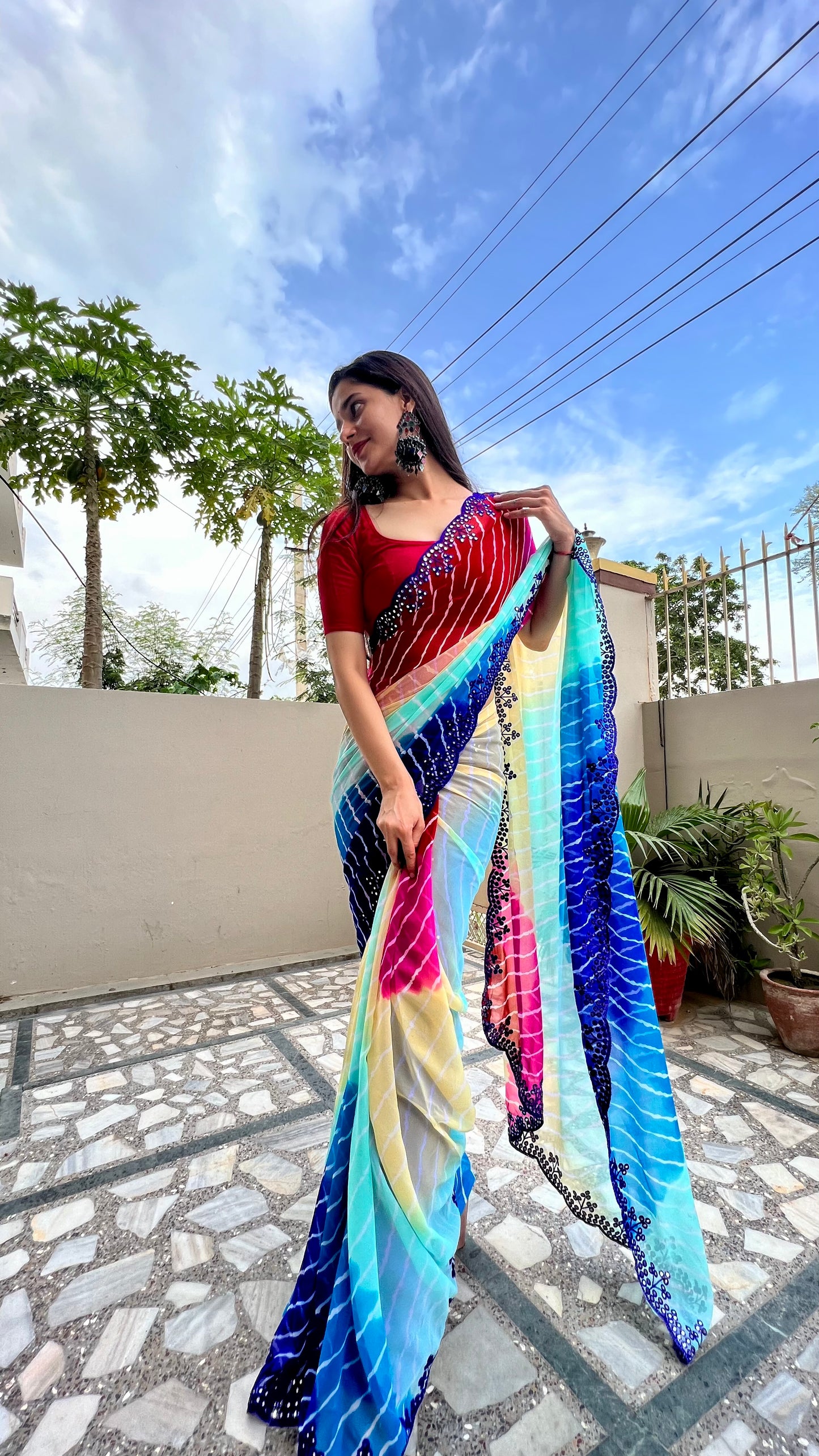 Georgette Leheriya Saree π