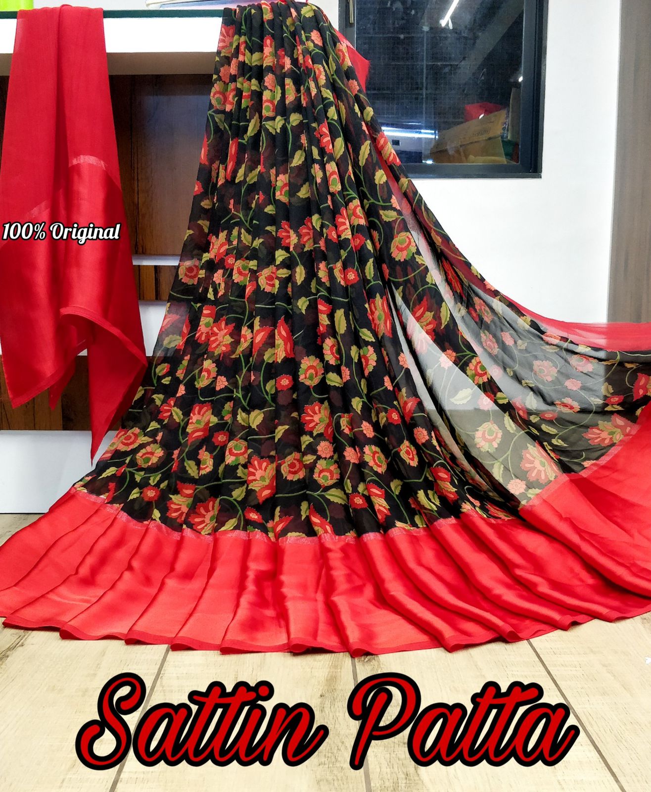 Sattin patta saree