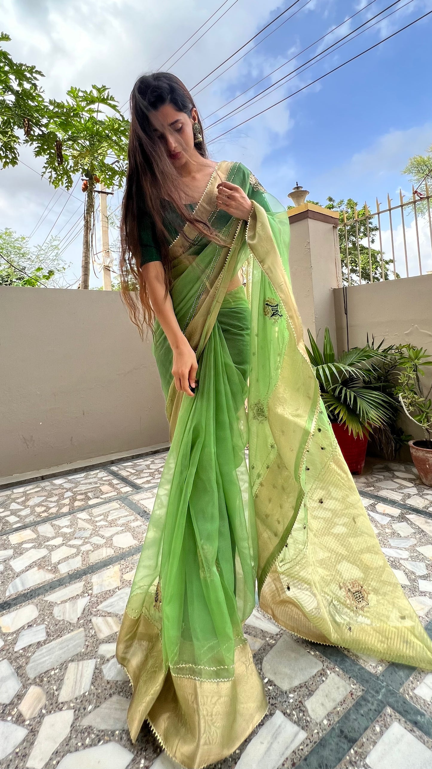 Priyaz Gallery special teez sinjara organza fabric, saree