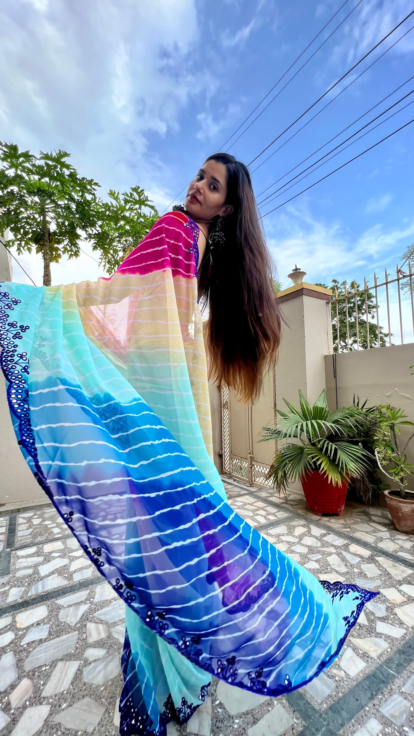 Georgette Leheriya Saree π
