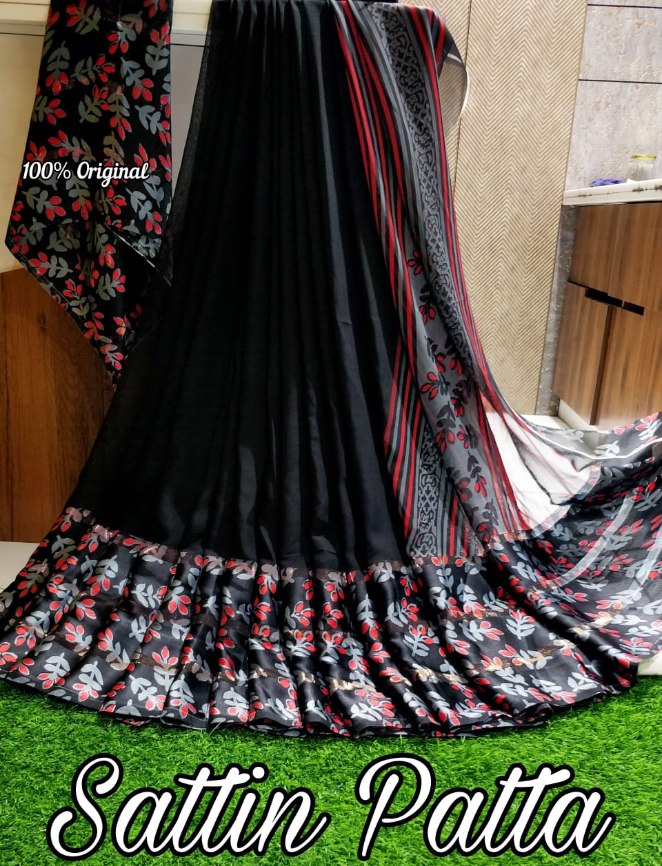 Sattin patta saree