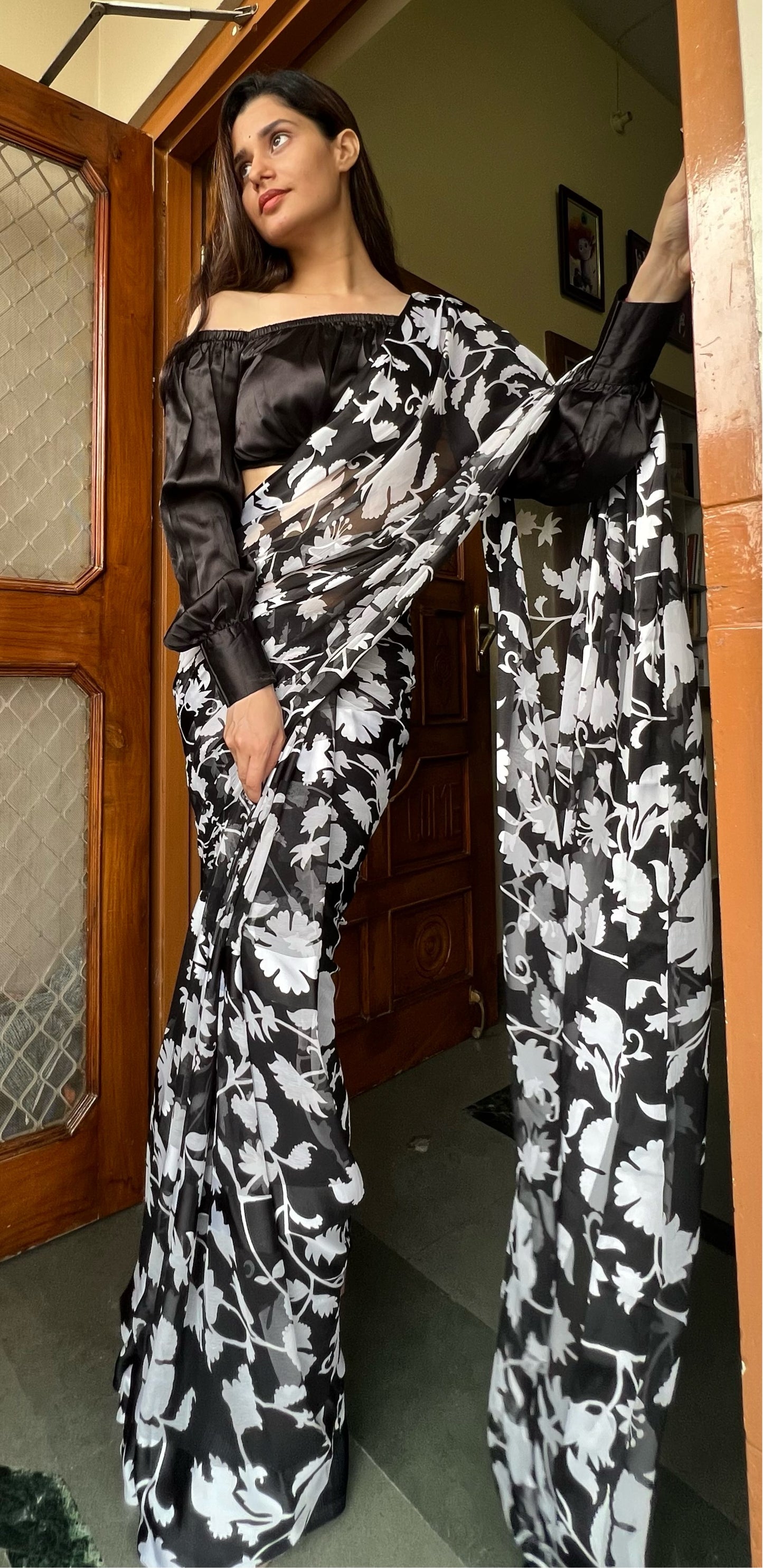 Sattin patta saree