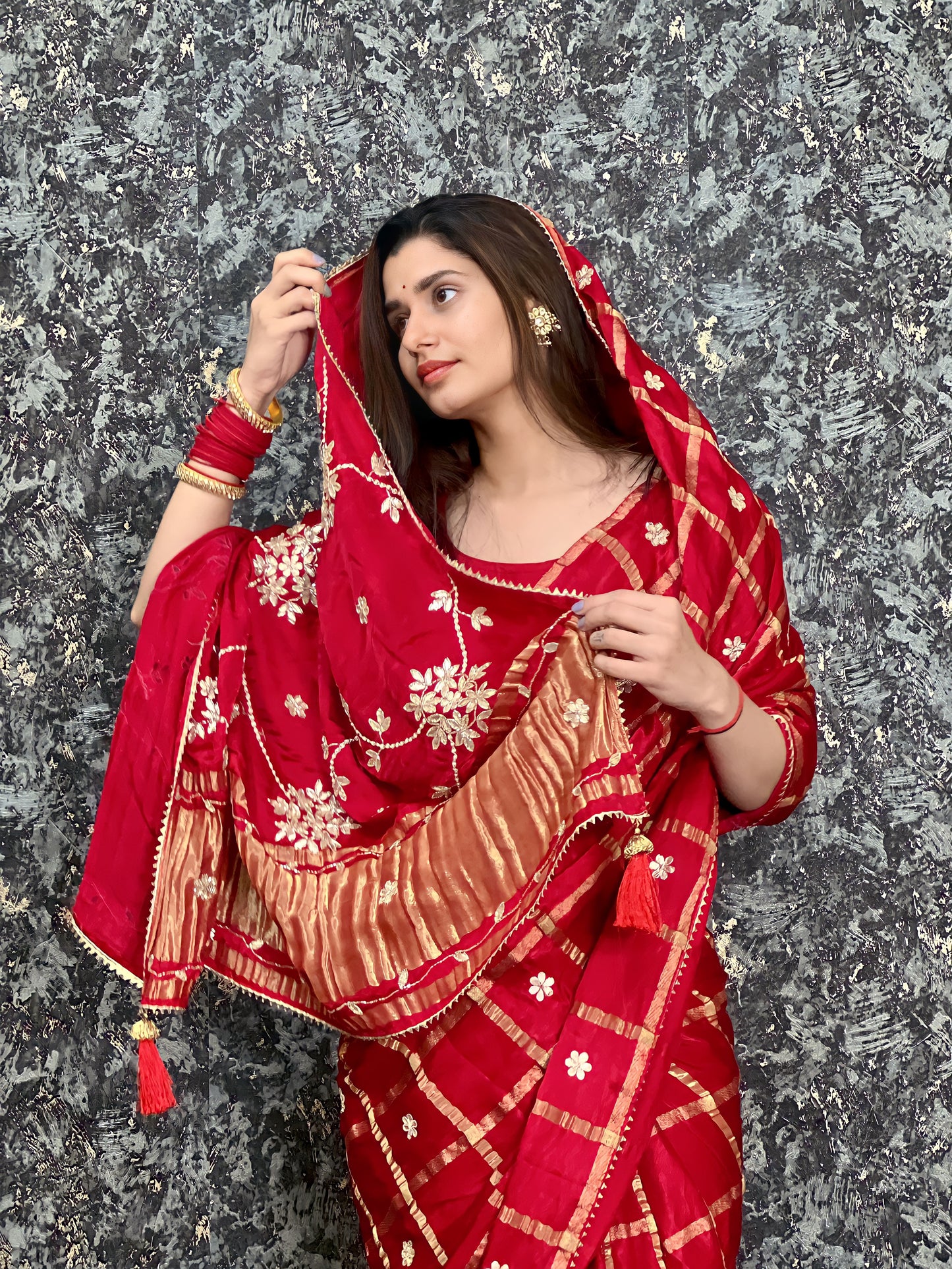 Party Wear Special Pure Gaji Silk Ghatchola Saree with Gotapatti Handwork
