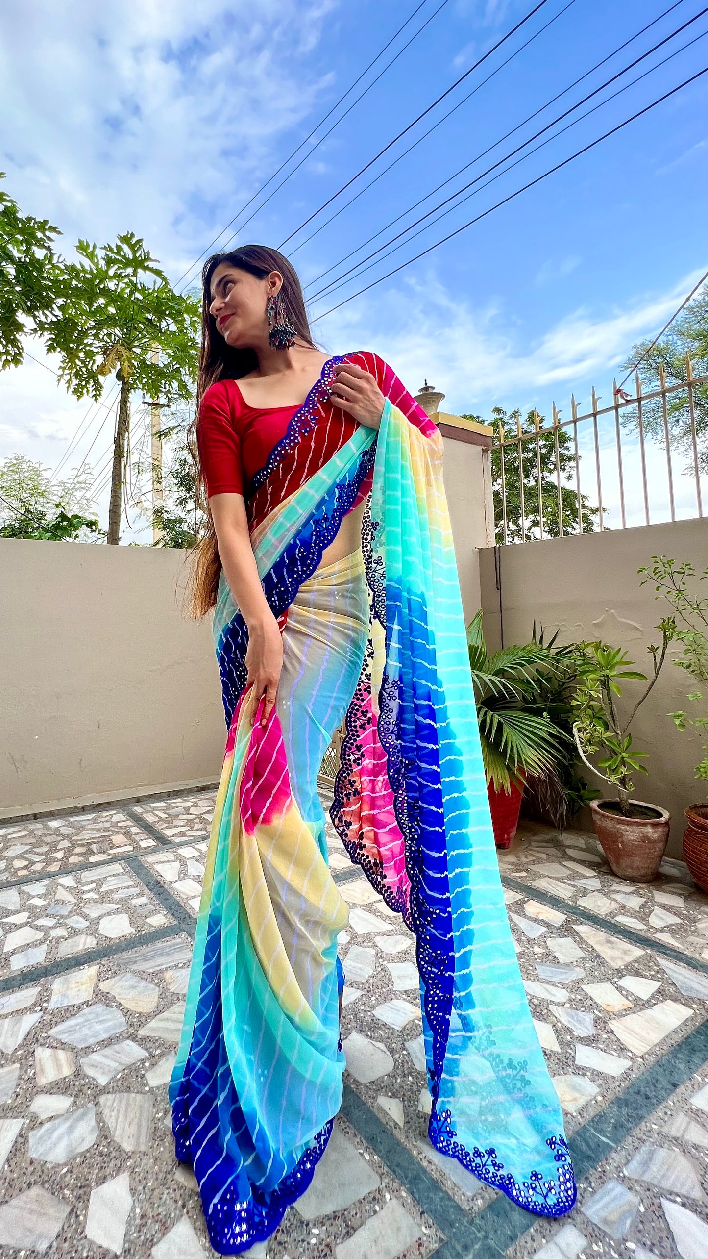Georgette Leheriya Saree π
