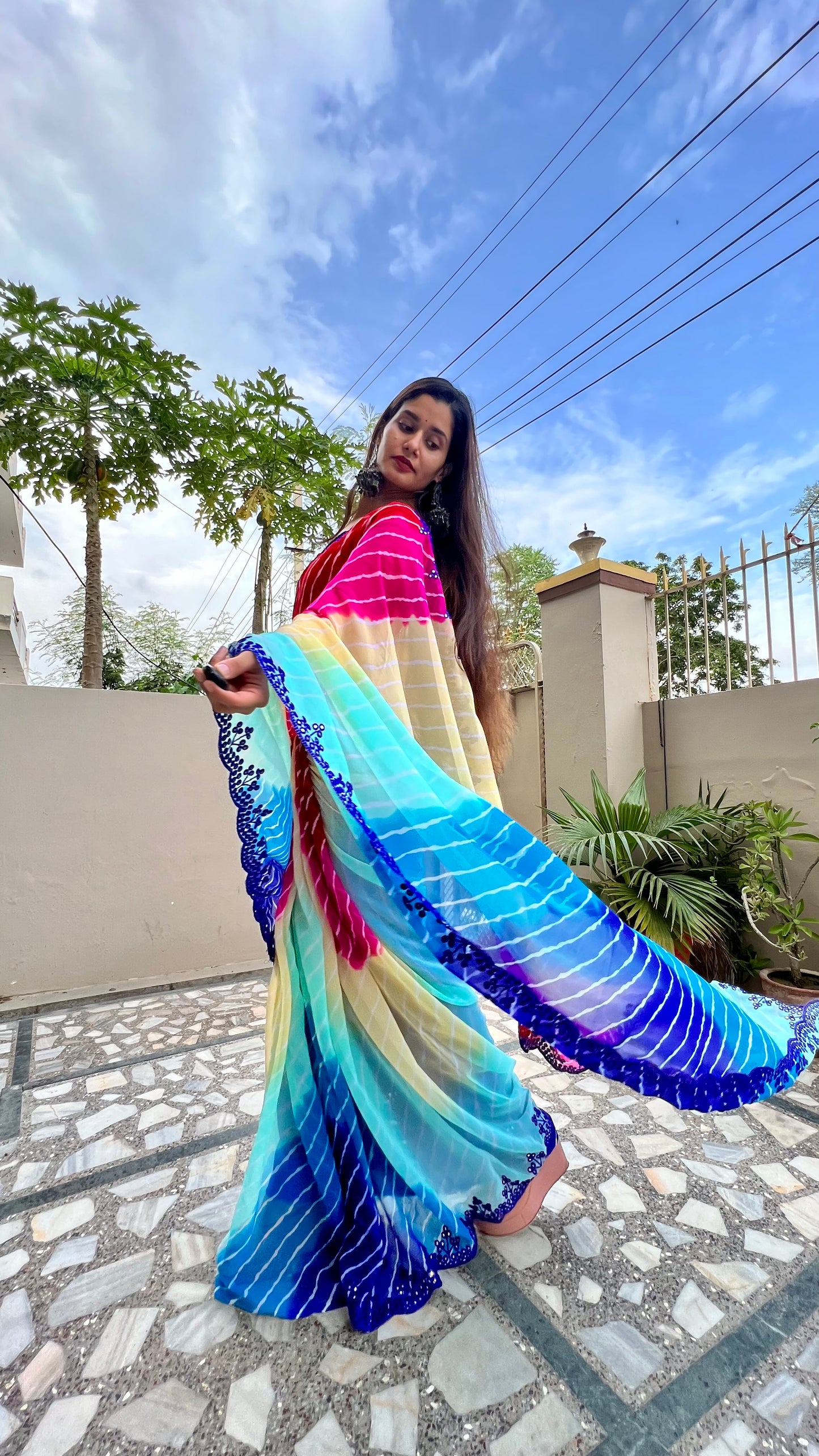 Georgette Leheriya Saree π