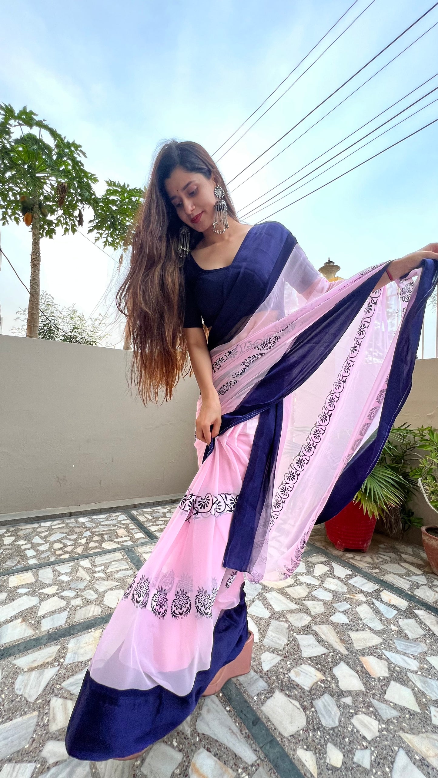 Sattin patta saree