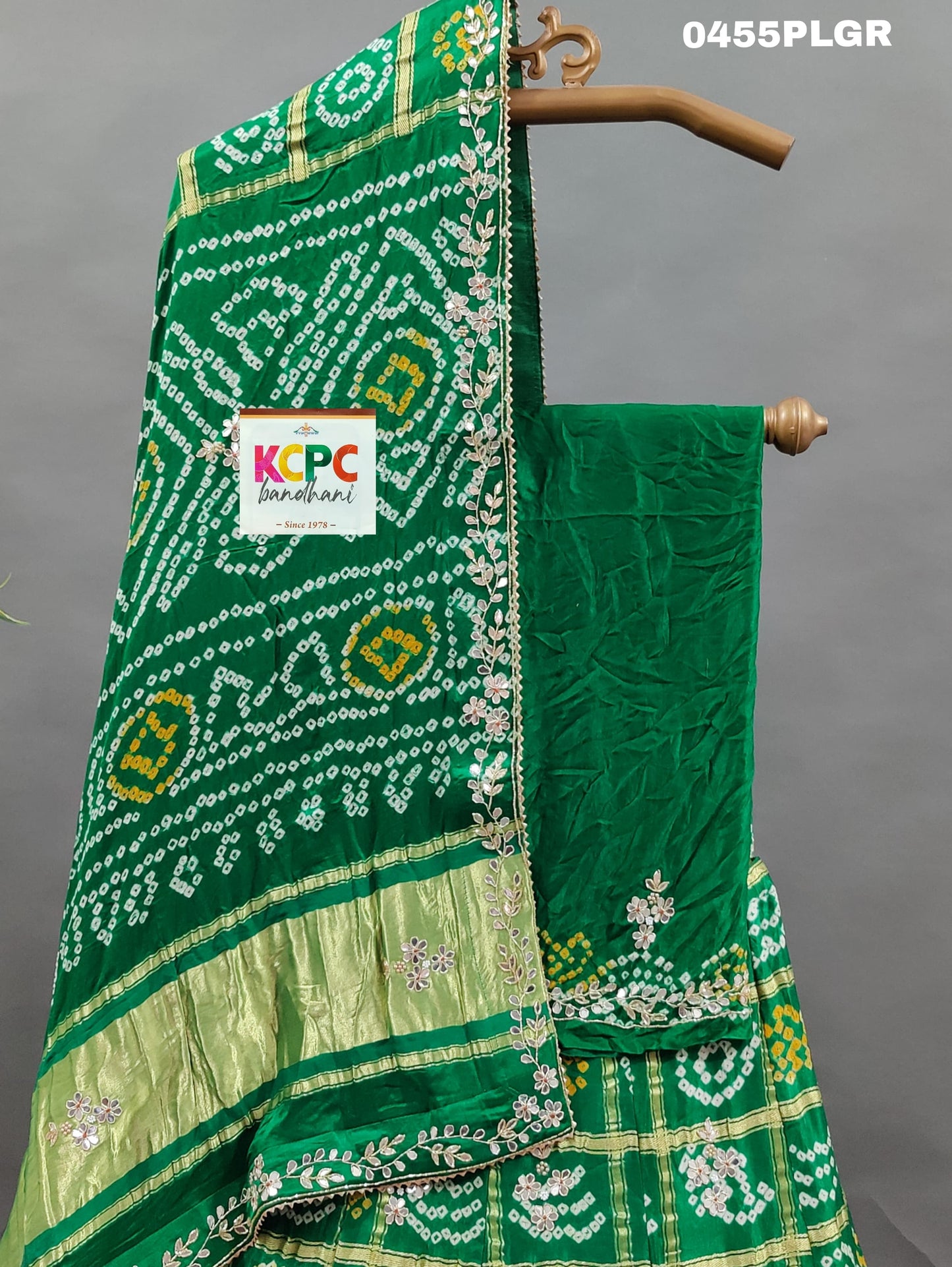 KcPc New Pure gaji silk Gharchola bandhej mirror handwork lehenga Set ,RAJ