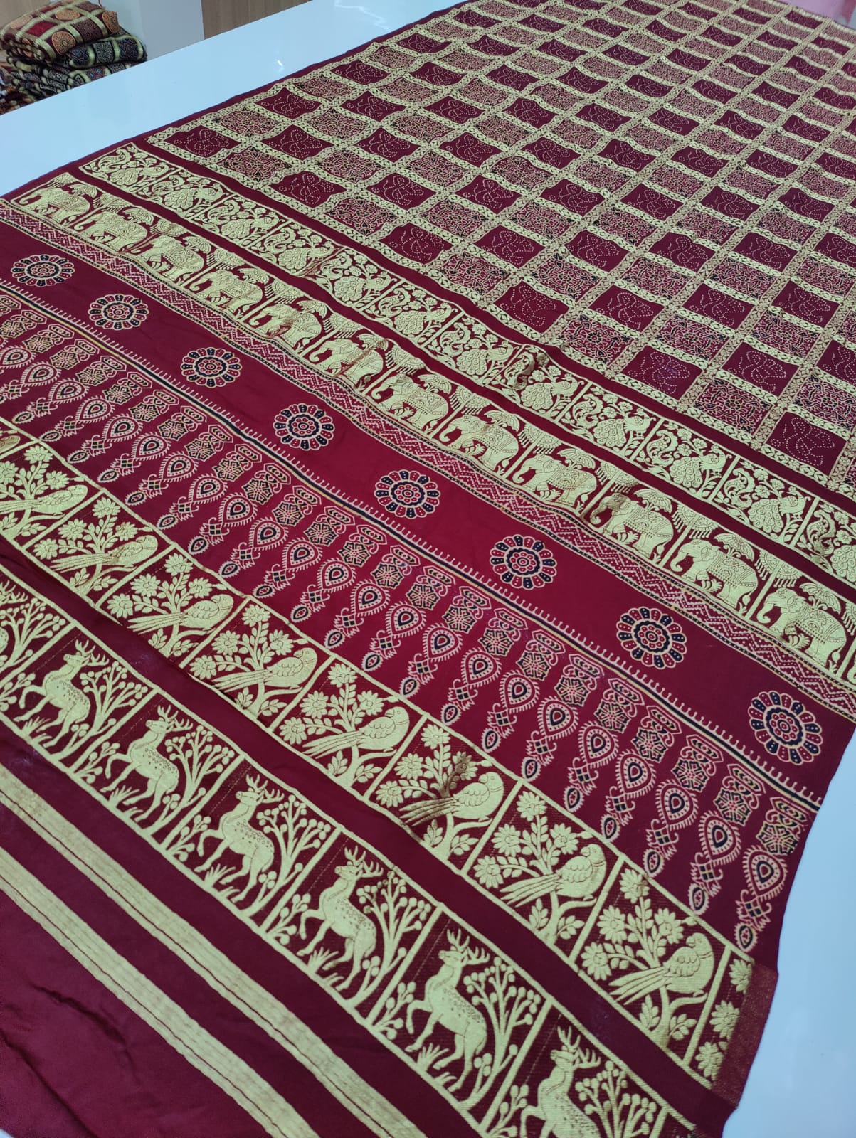 Silk Saree with Khadi Ghatchola Design