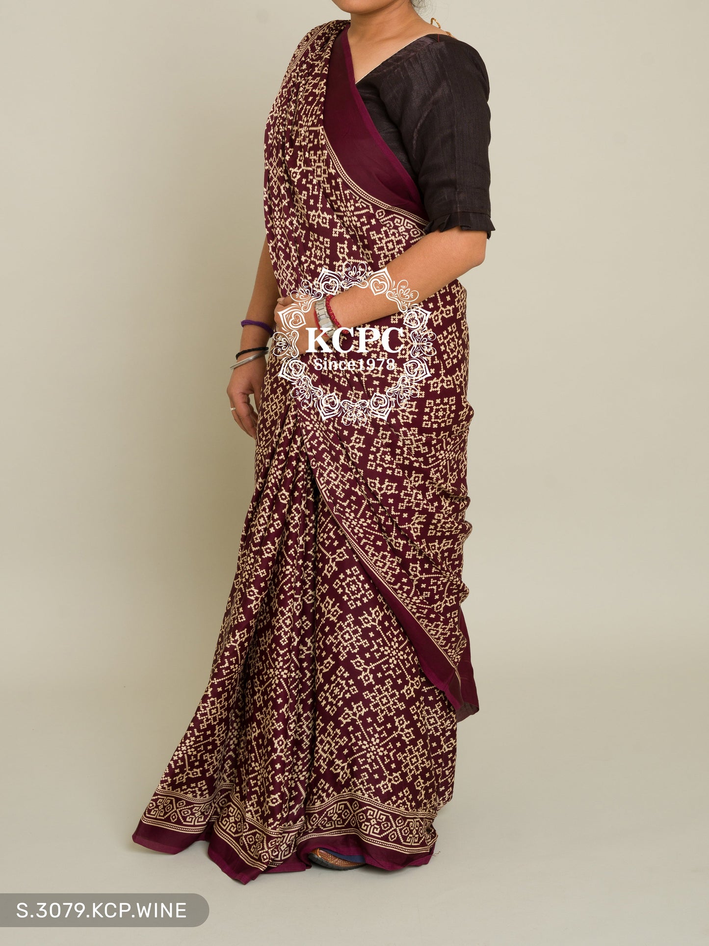 Pure Ajrakh modal silk with patola style saree, KCPC, DR