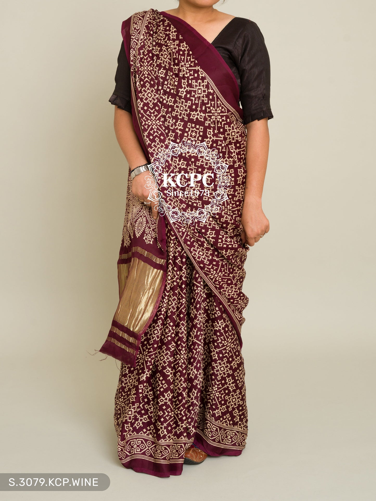 Pure Ajrakh modal silk with patola style saree, KCPC, DR