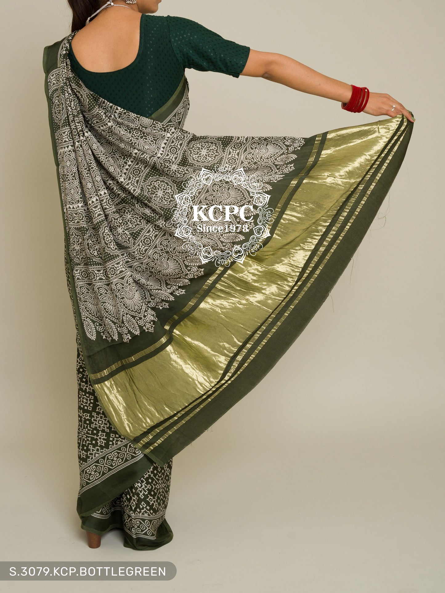 Pure Ajrakh modal silk with patola style saree, KCPC, DR