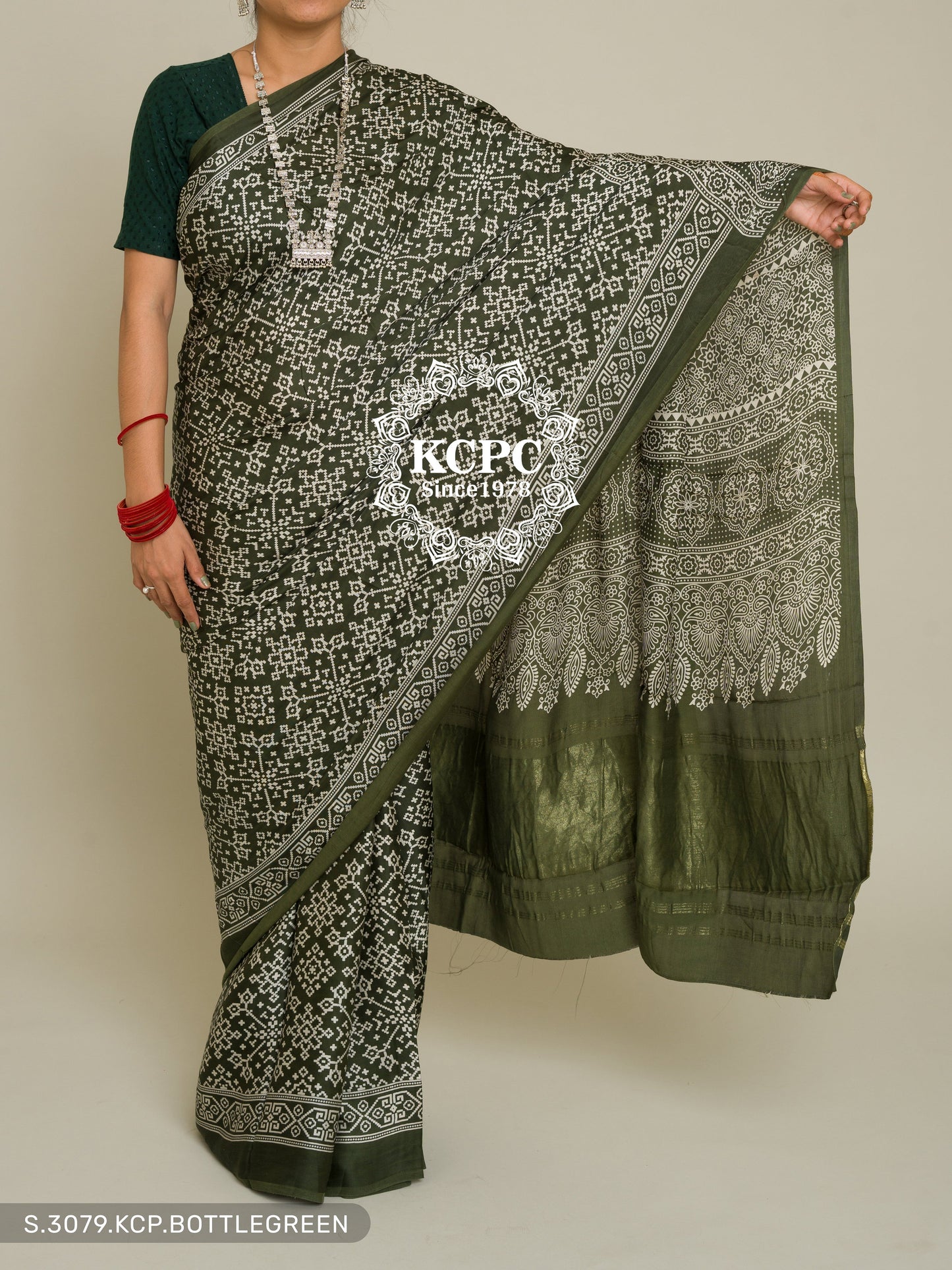 Pure Ajrakh modal silk with patola style saree, KCPC, DR