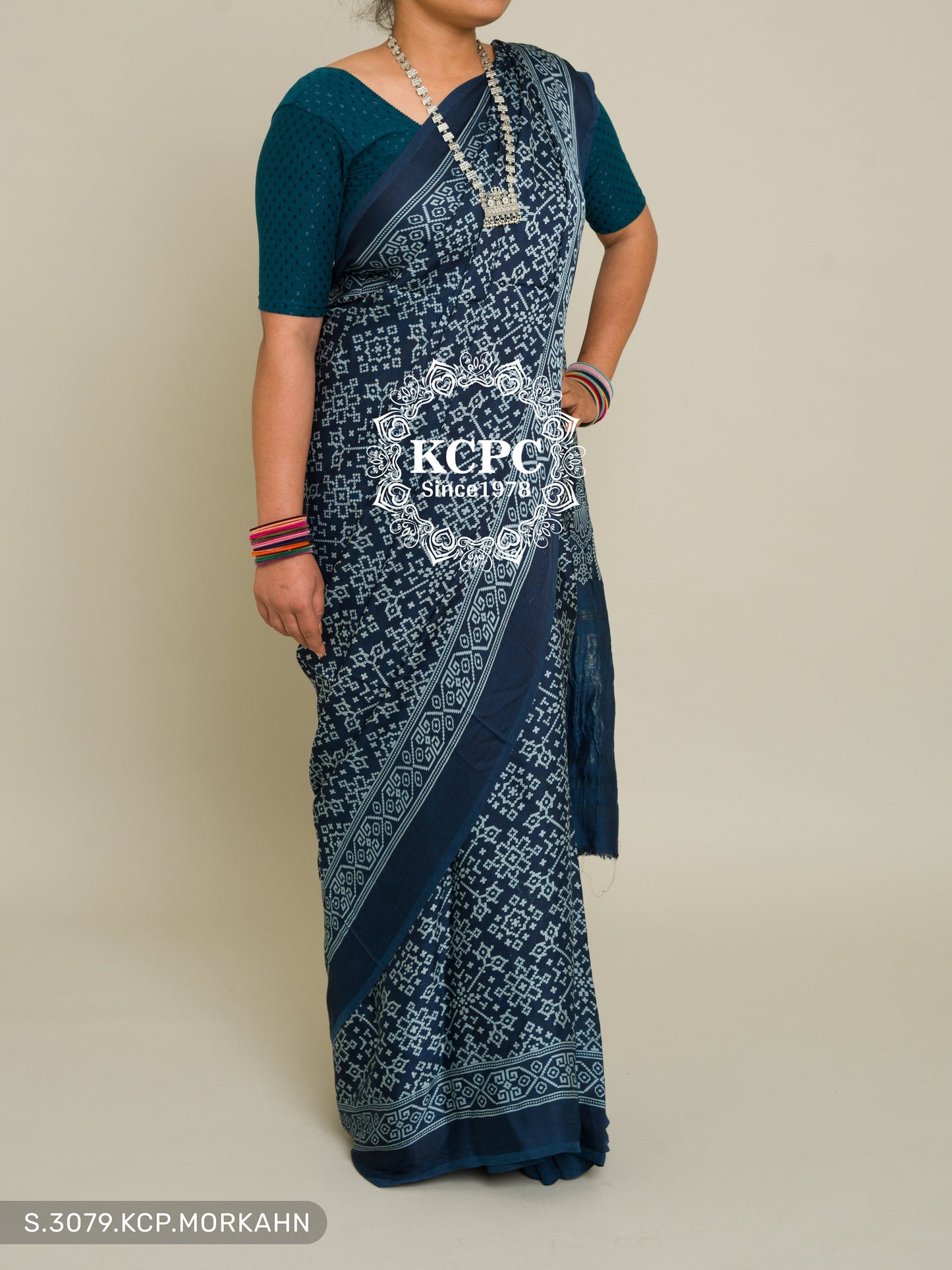 Pure Ajrakh modal silk with patola style saree, KCPC, DR