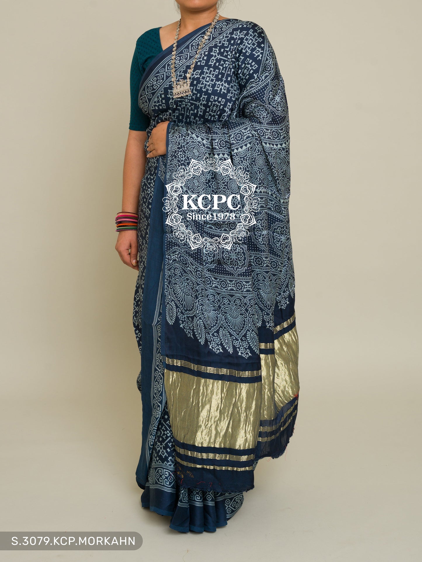 Pure Ajrakh modal silk with patola style saree, KCPC, DR