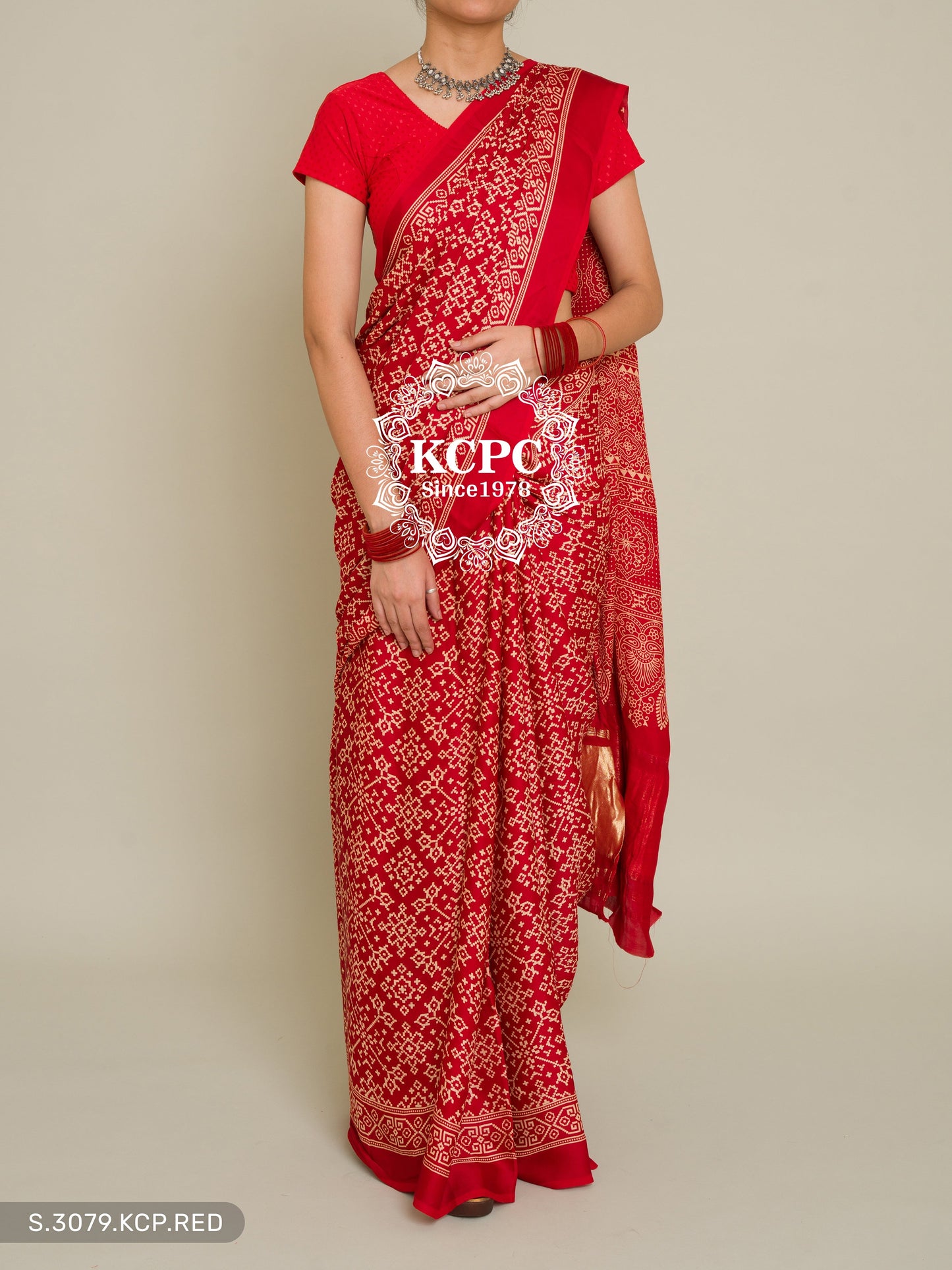 Pure Ajrakh modal silk with patola style saree, KCPC, DR