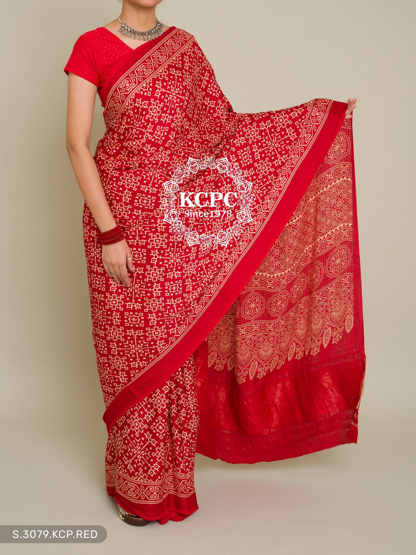 Pure Ajrakh modal silk with patola style saree, KCPC, DR