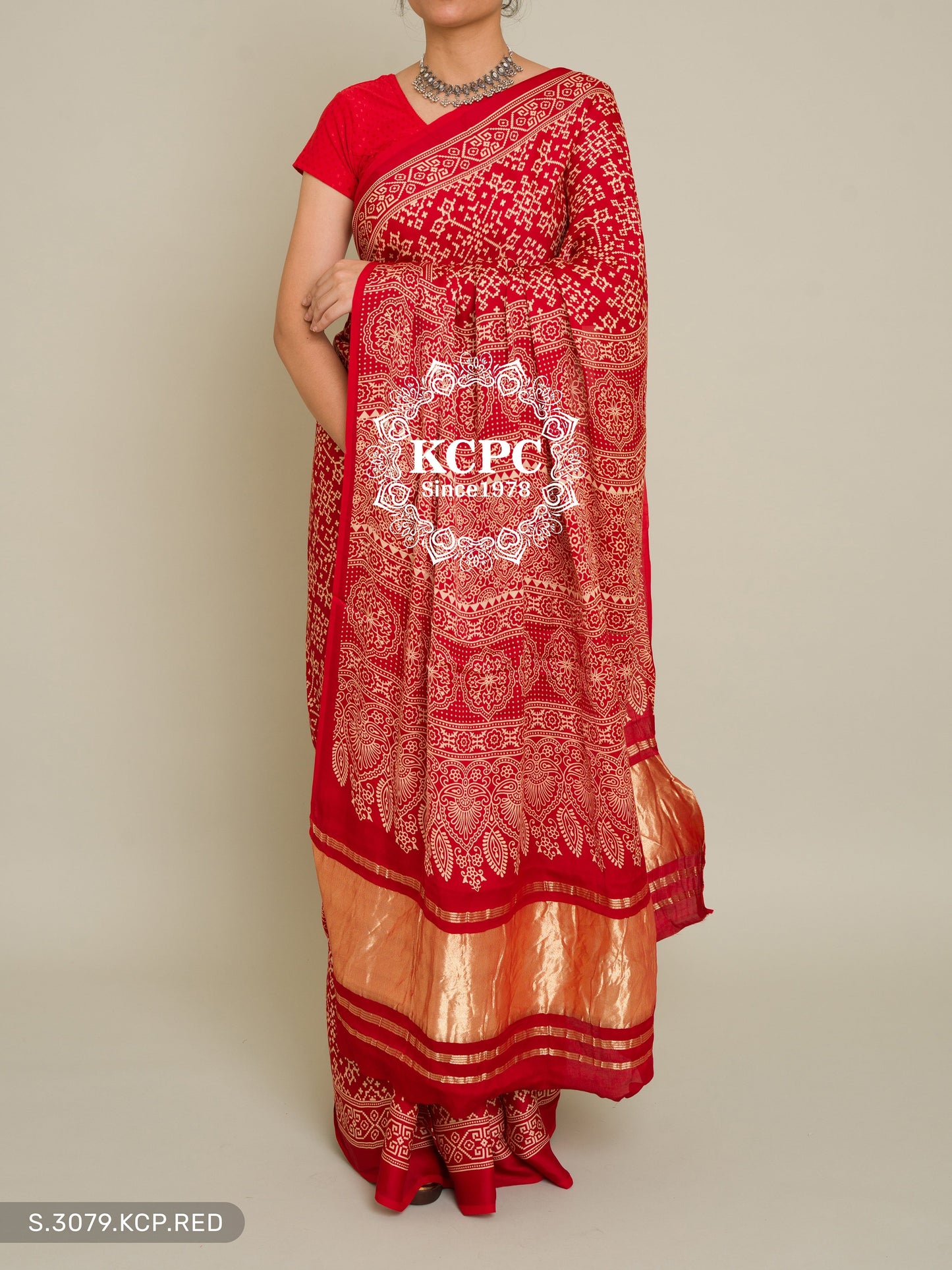 Pure Ajrakh modal silk with patola style saree, KCPC, DR