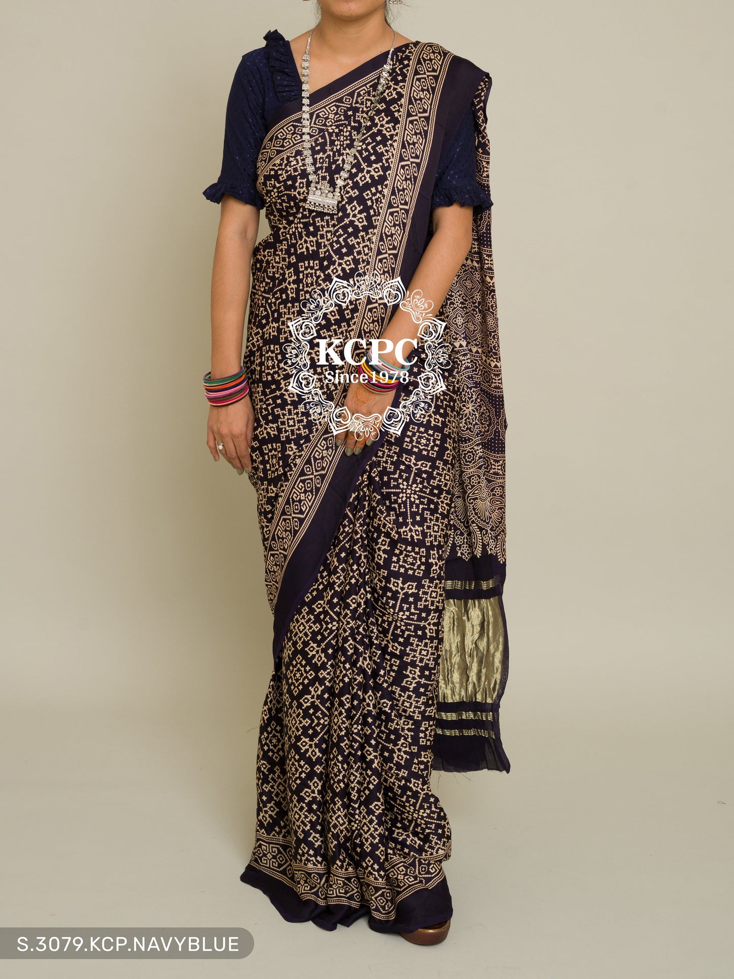 Pure Ajrakh modal silk with patola style saree, KCPC, DR