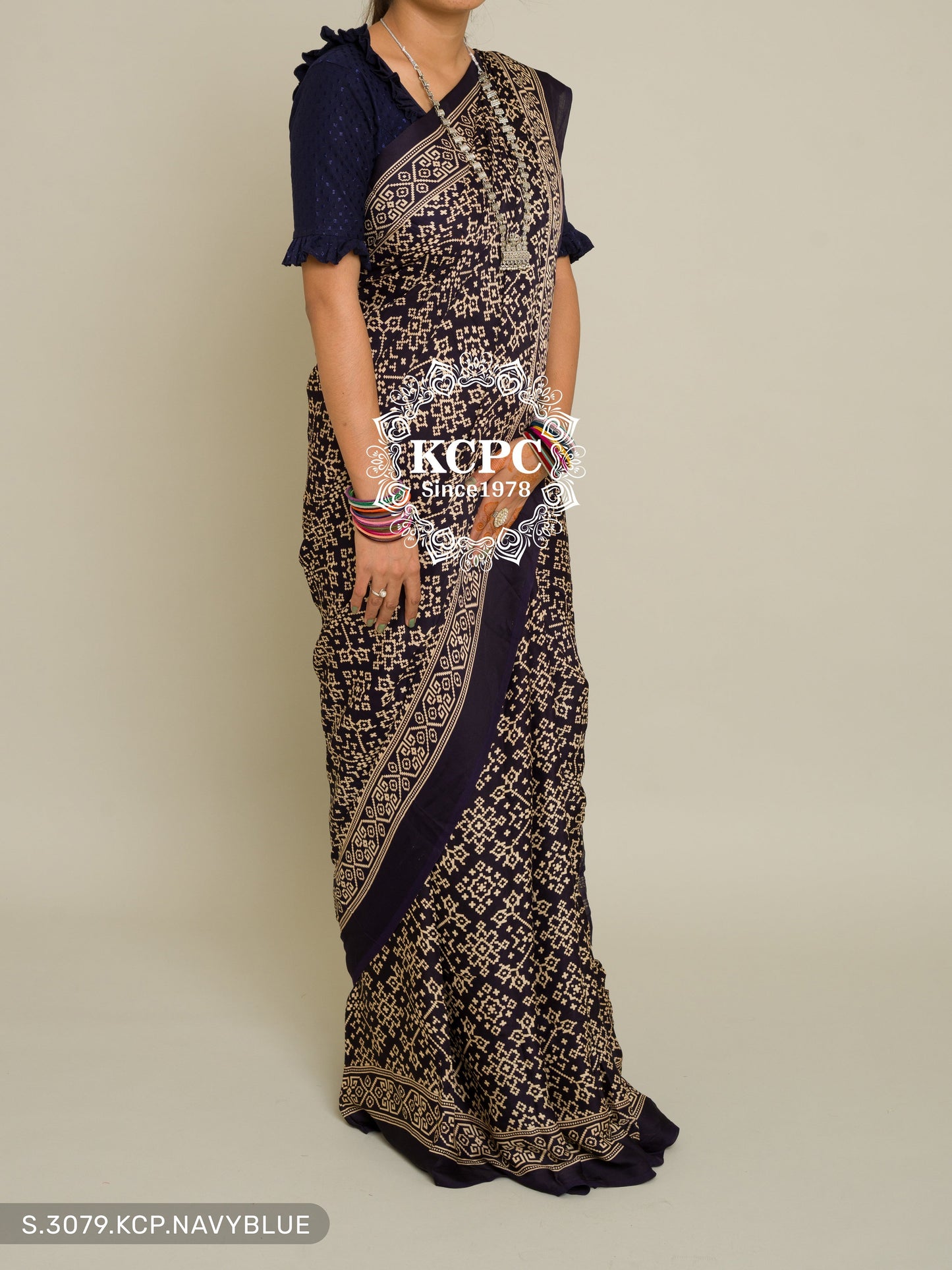 Pure Ajrakh modal silk with patola style saree, KCPC, DR