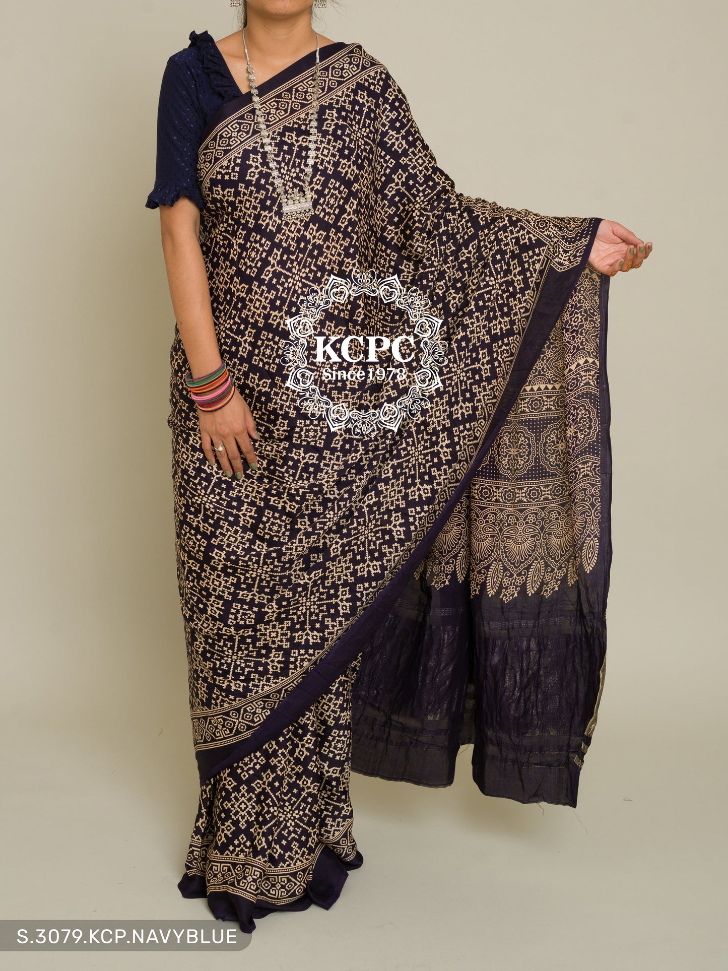 Pure Ajrakh modal silk with patola style saree, KCPC, DR