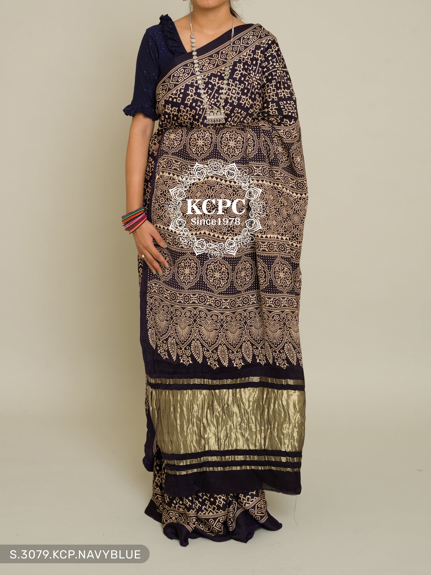 Pure Ajrakh modal silk with patola style saree, KCPC, DR
