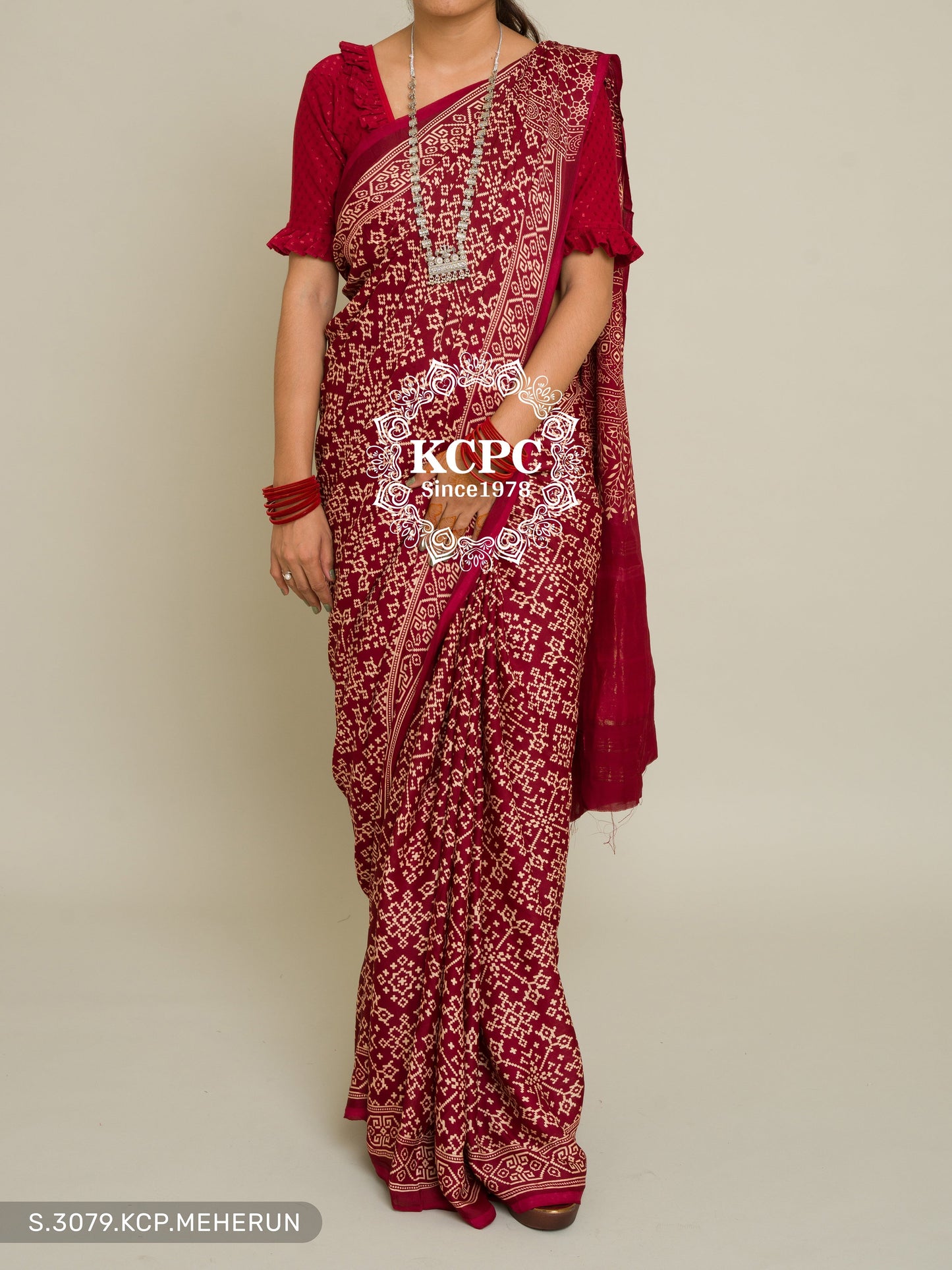 Pure Ajrakh modal silk with patola style saree, KCPC, DR