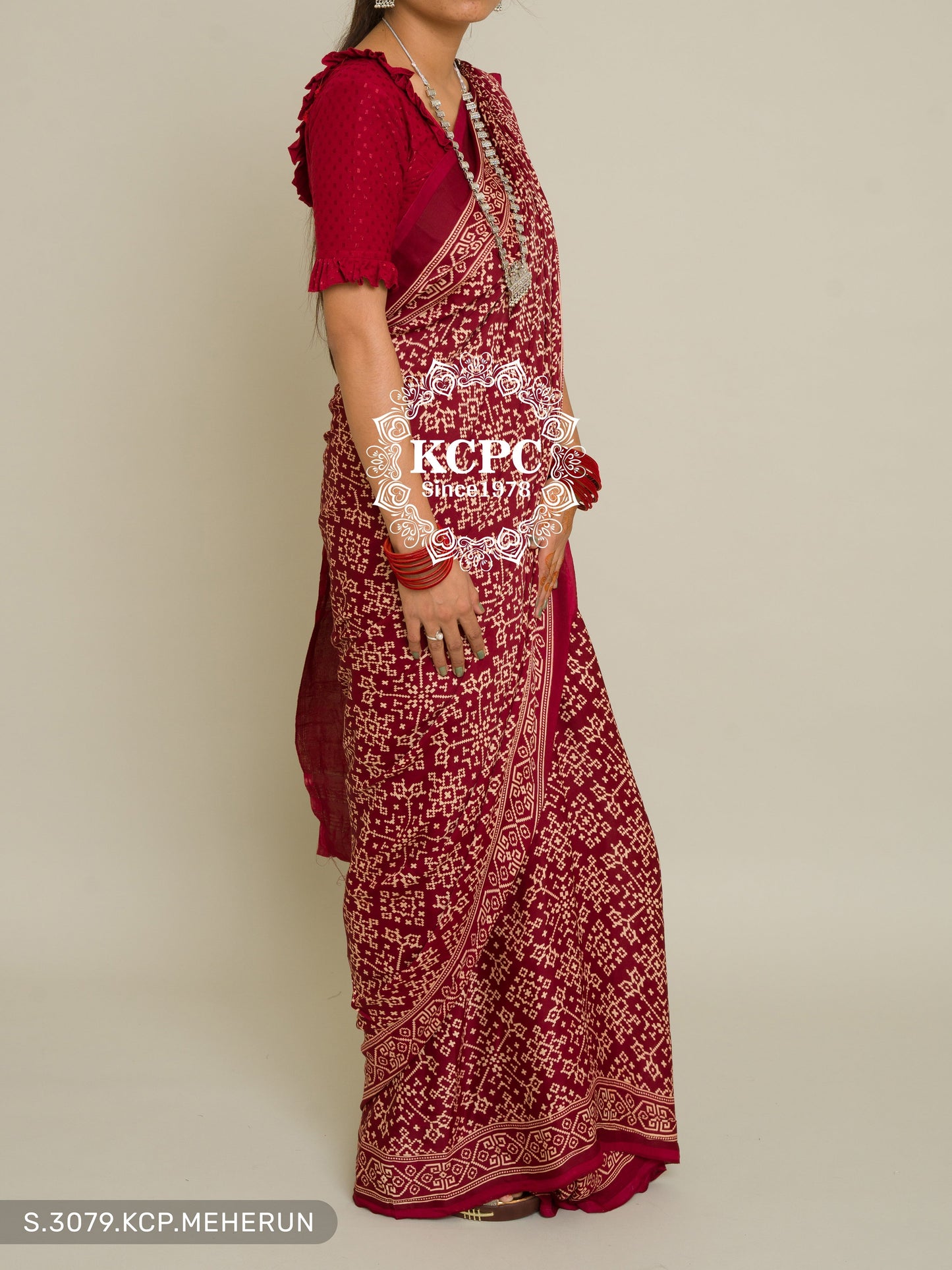 Pure Ajrakh modal silk with patola style saree, KCPC, DR