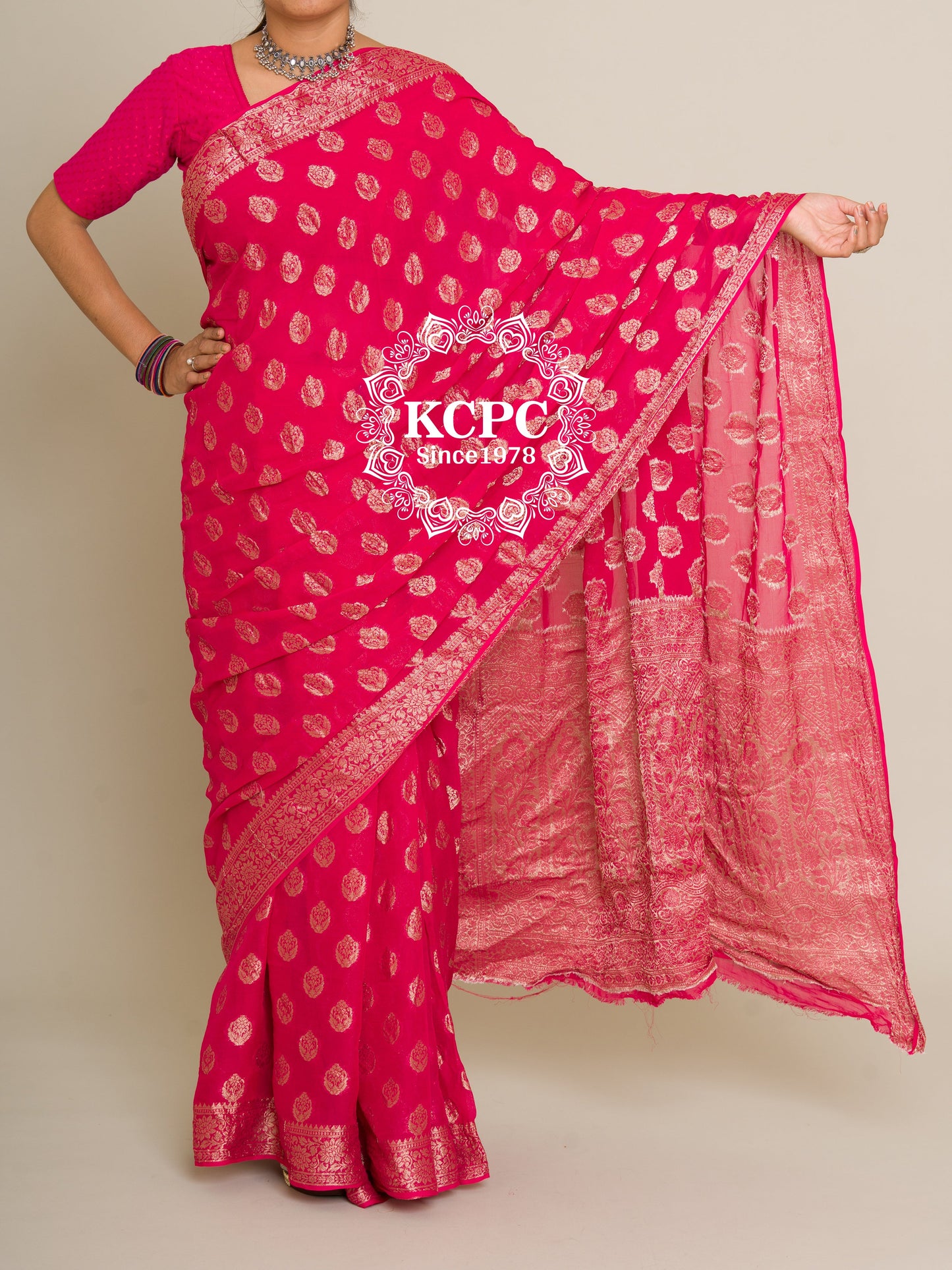 Pure Georgette Banarasi Zari Weaving Saree, Or , KCPC