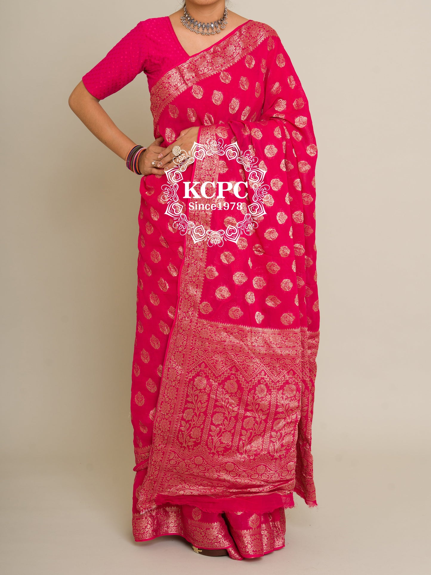 Pure Georgette Banarasi Zari Weaving Saree, Or , KCPC