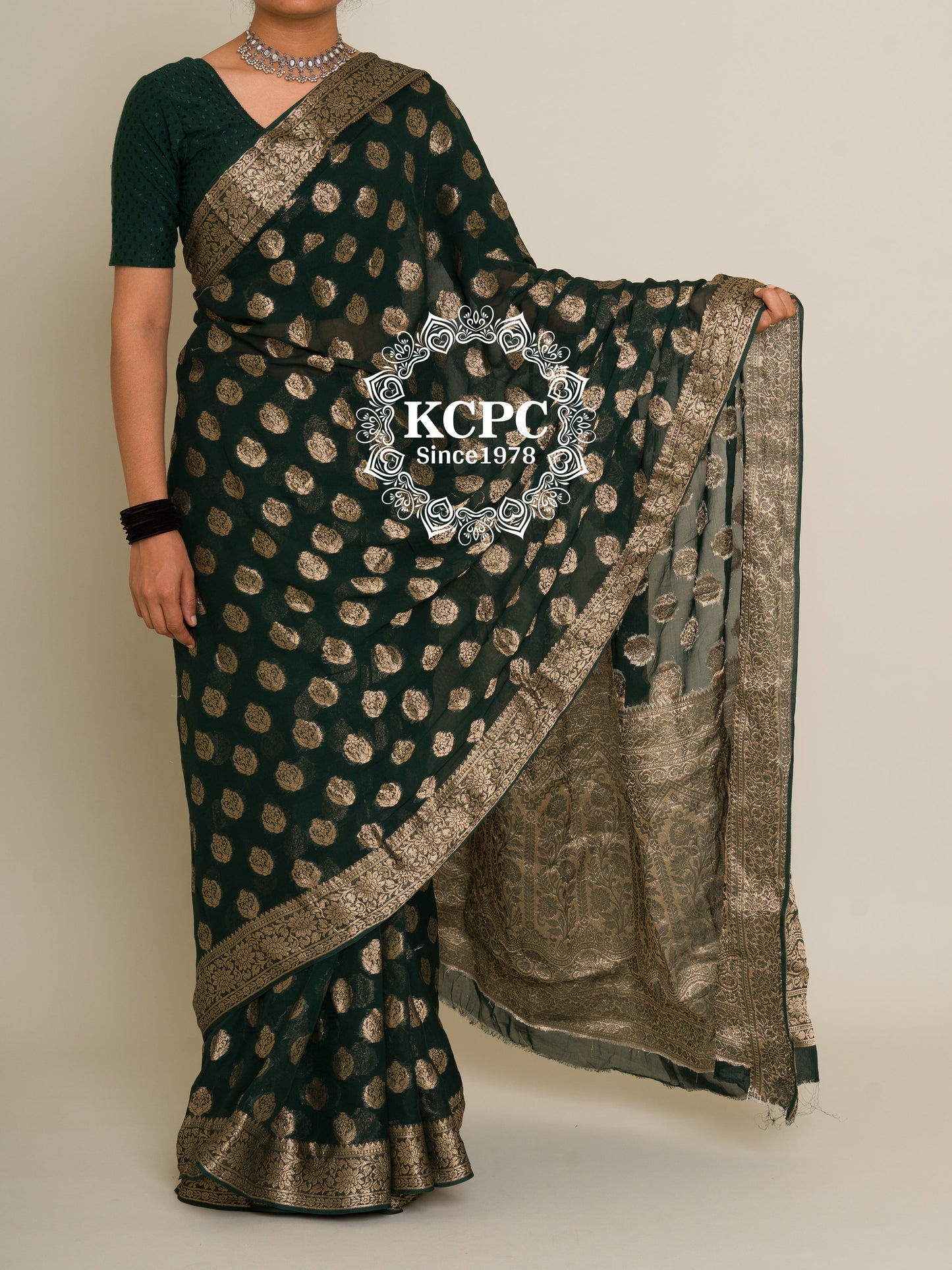 Pure Georgette Banarasi Zari Weaving Saree, Or , KCPC