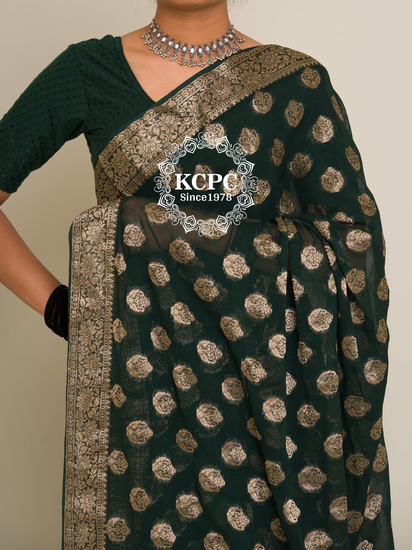 Pure Georgette Banarasi Zari Weaving Saree, Or , KCPC