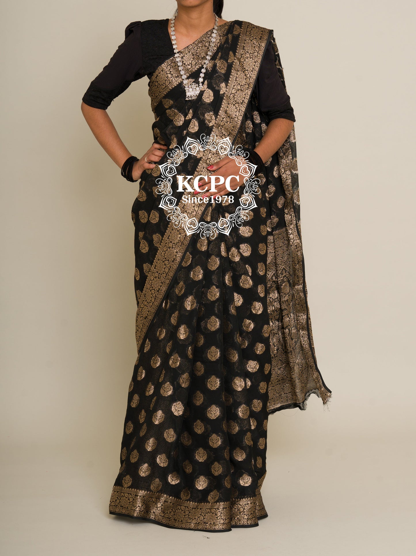Pure Georgette Banarasi Zari Weaving Saree, Or , KCPC