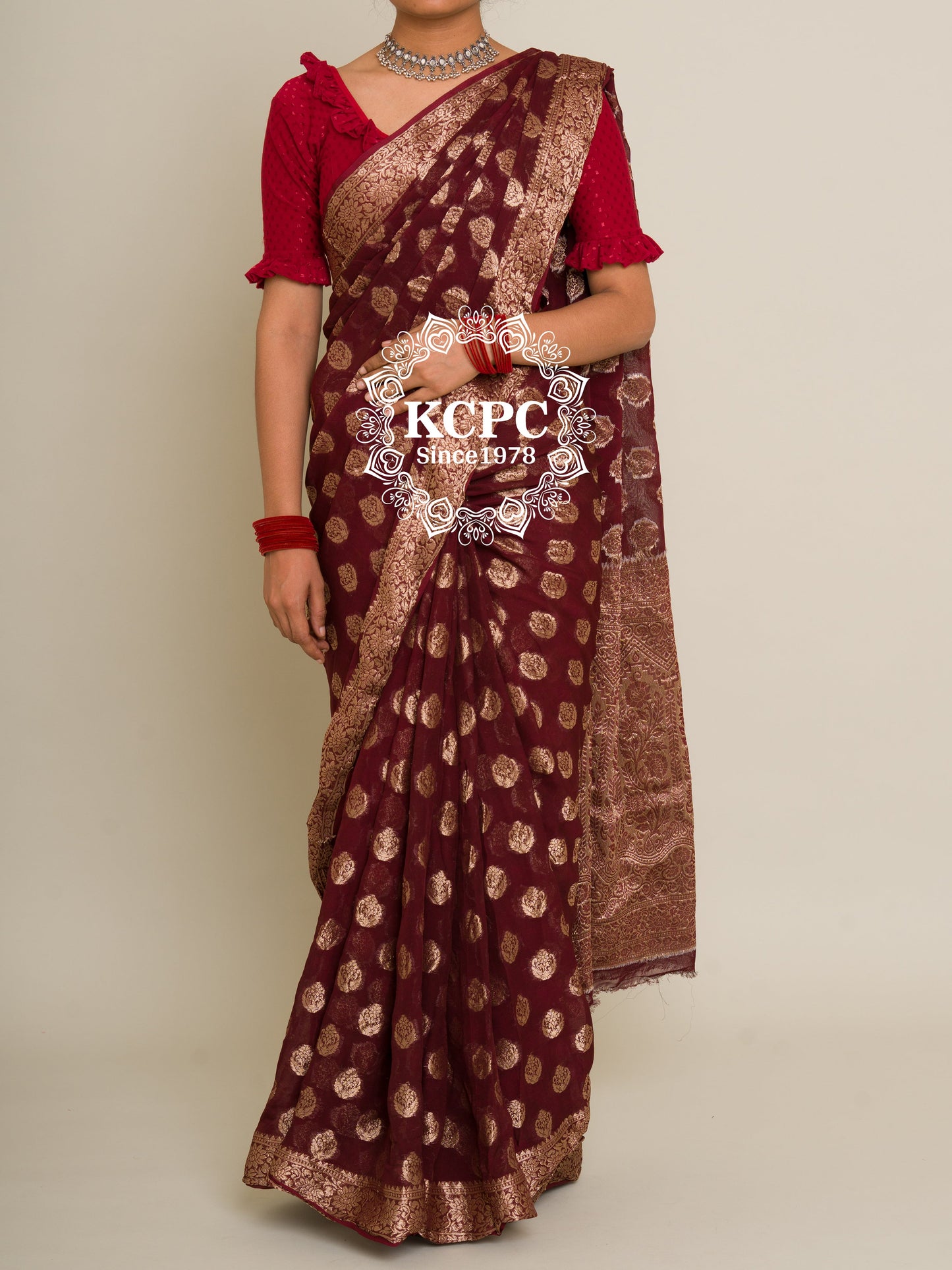 Pure Georgette Banarasi Zari Weaving Saree, Or , KCPC